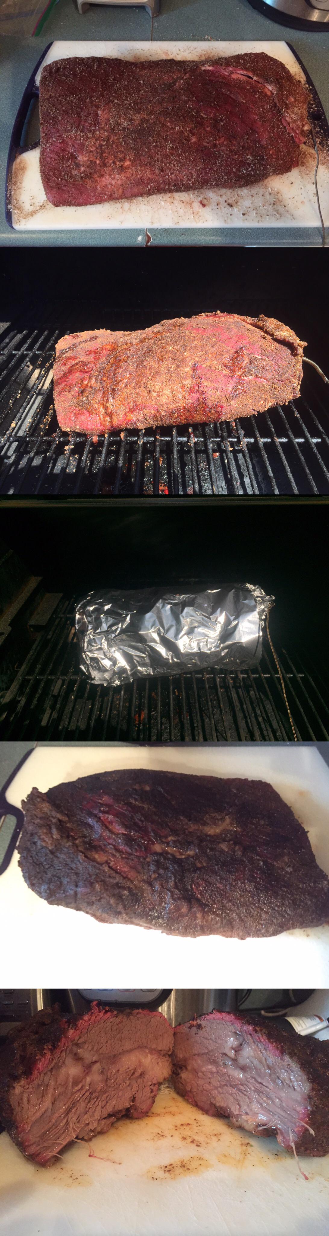 Smoked brisket. Recipe directly from the Traeger App. Used Signature