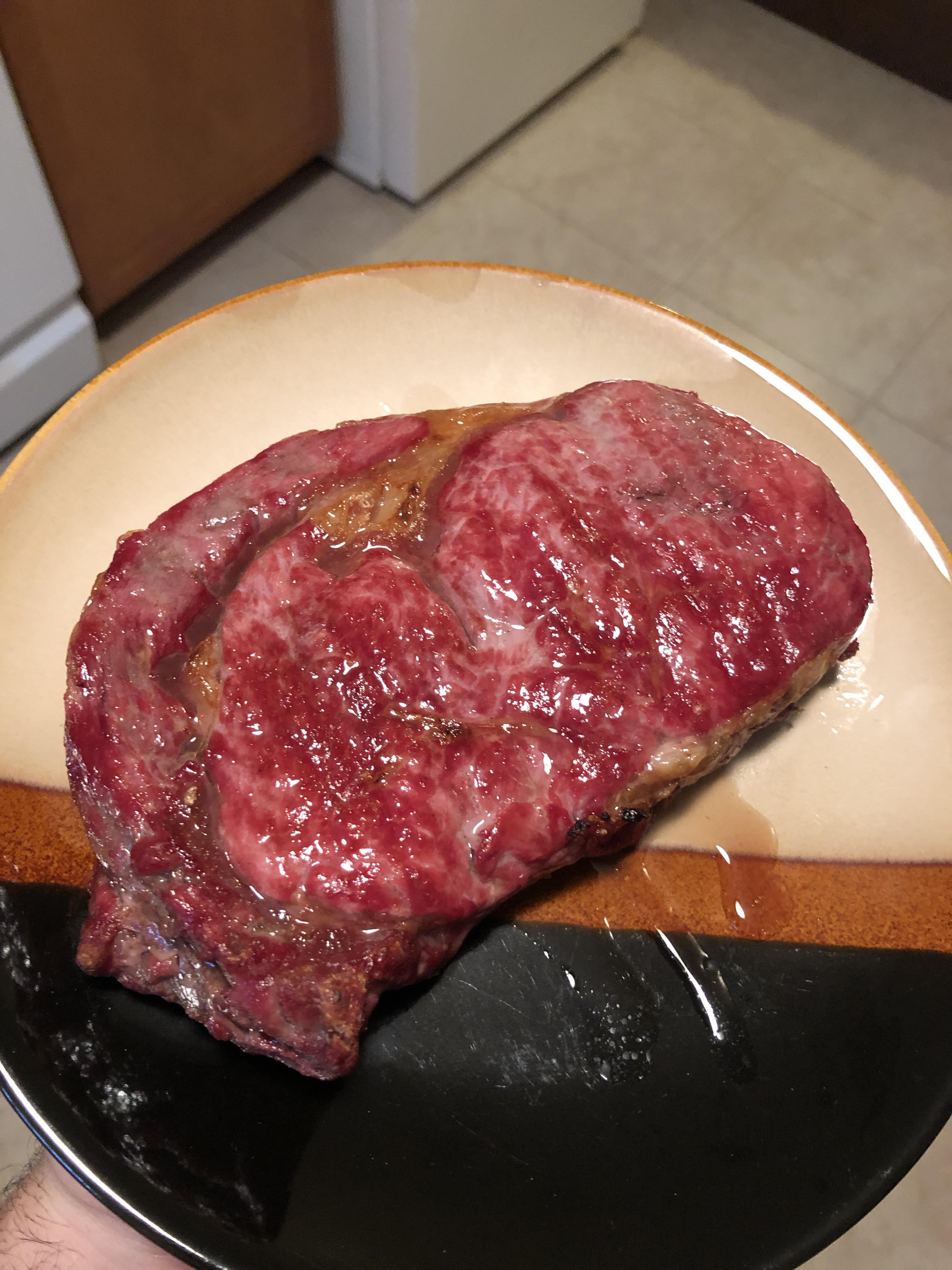 Why is my ribeye so red? r/charcoal