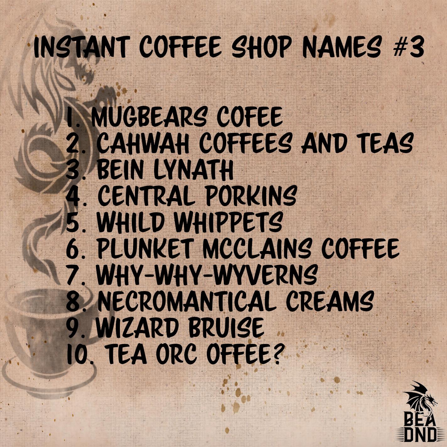 Coffee Shop Name Ideas