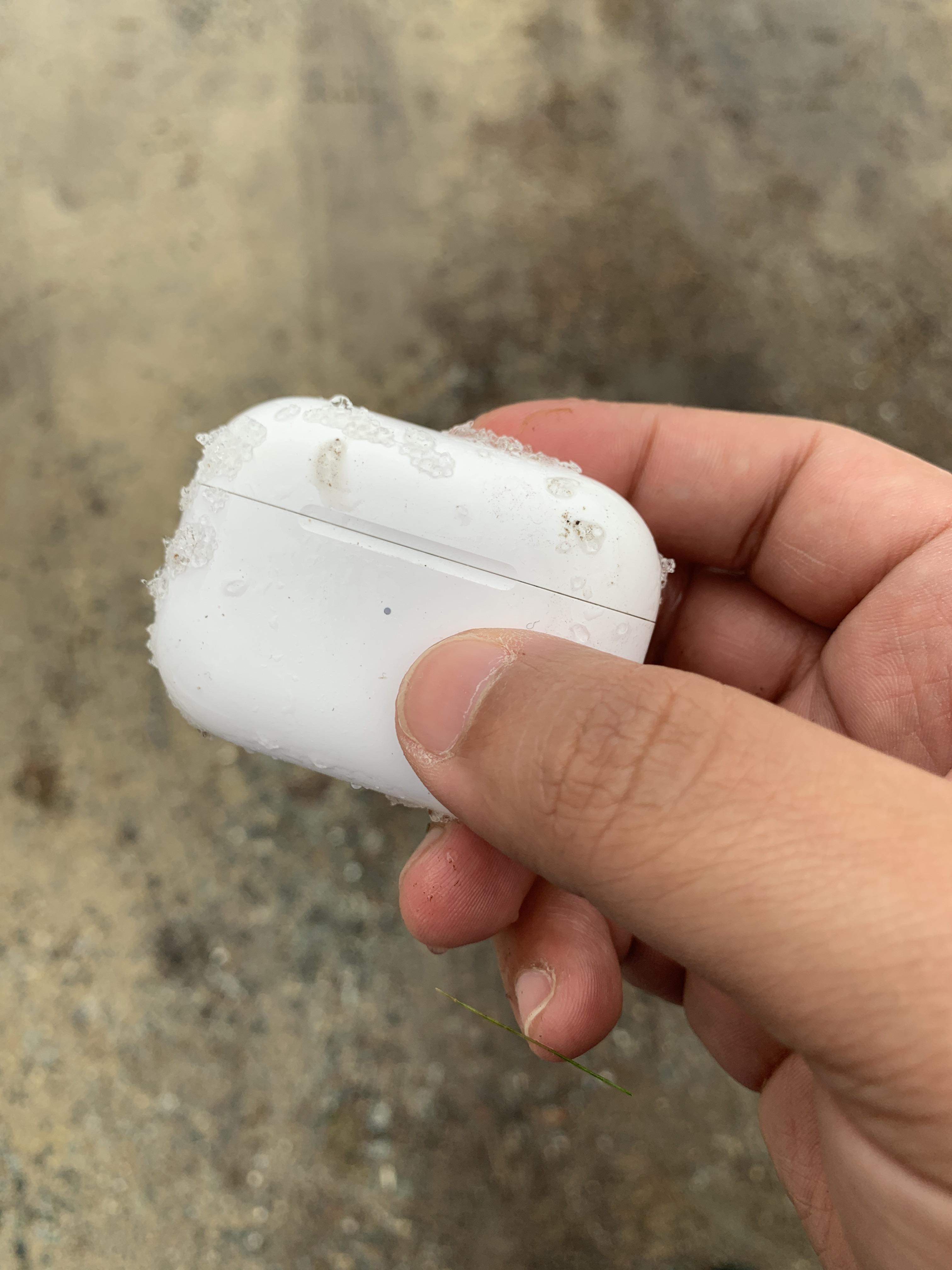 Accidentally dropped my AirPods in the snow. (Which rose to 17 inches