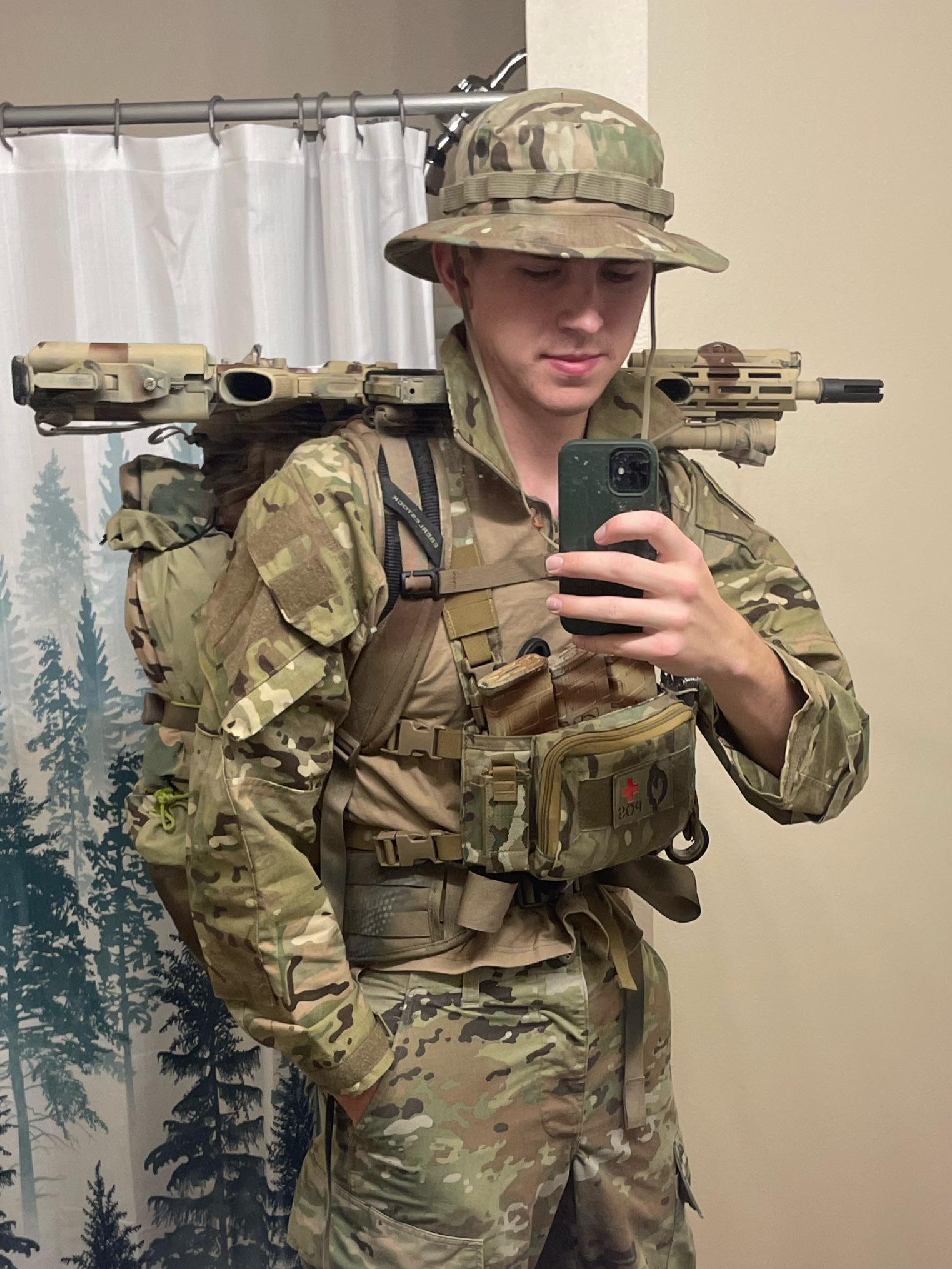 How do you carry your rifle on a long ruck? Army guys plz tell me what