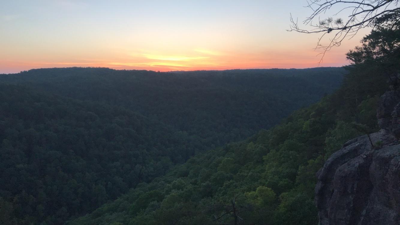 A great view of the sunset just off the trail at the Big South Fork