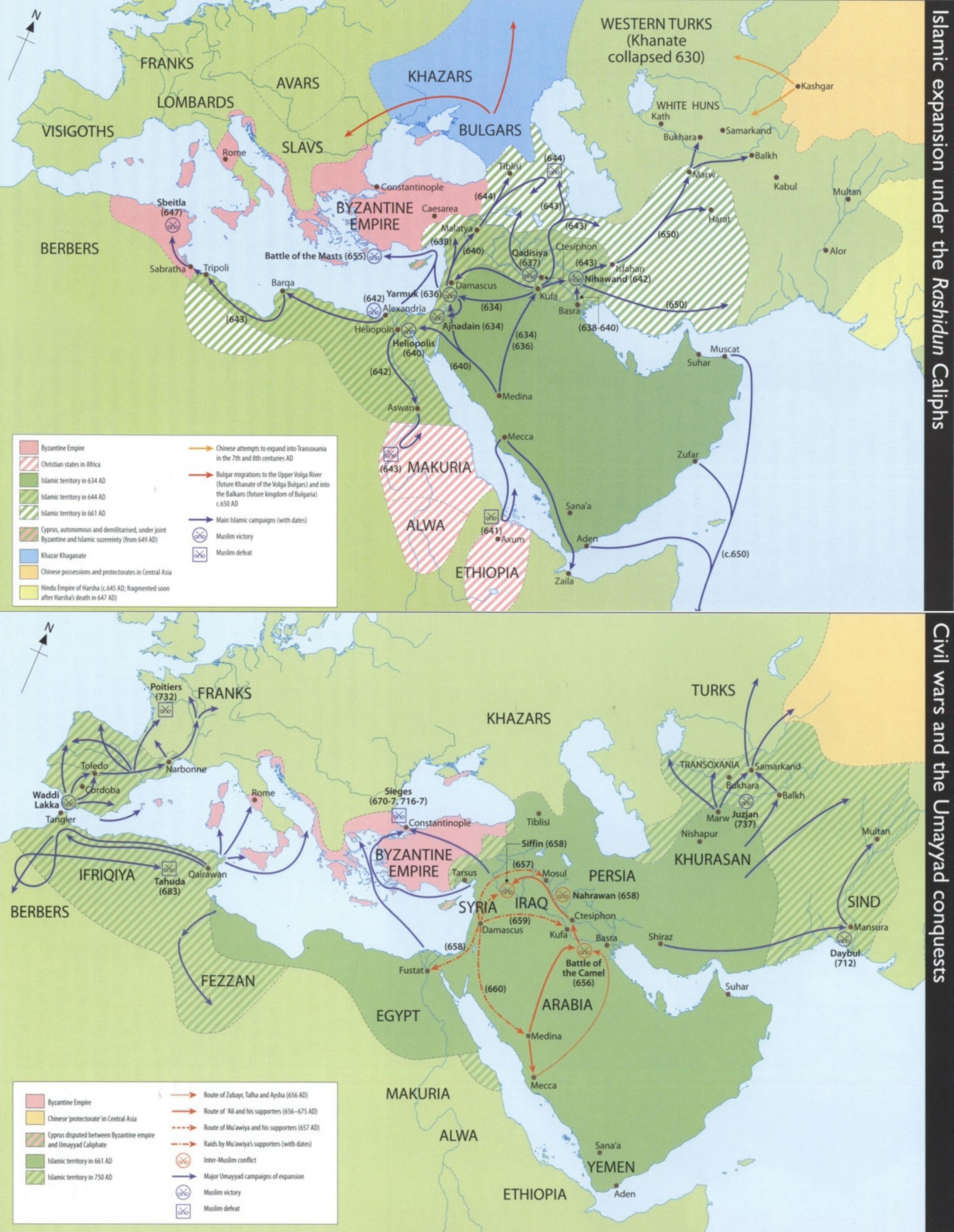 Islamic conquest and wars, 632750 r/MapPorn