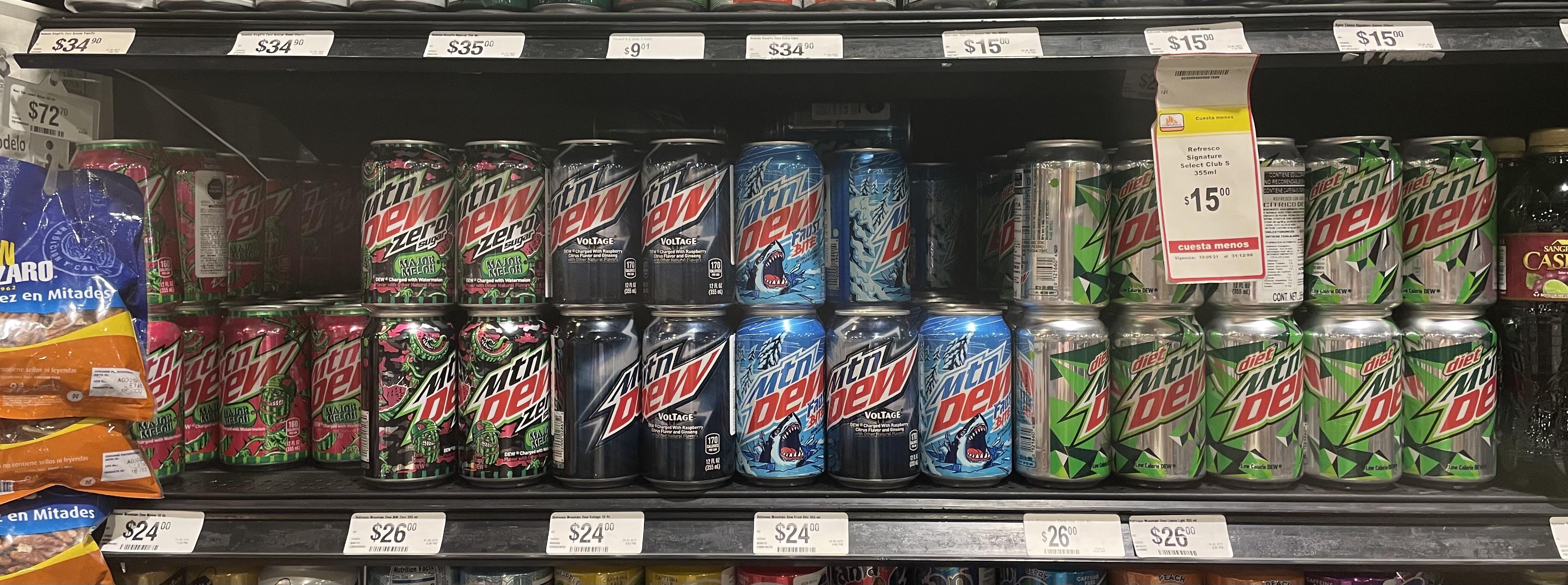 Really hard to find Mountain Dew in Mexico, I usually order my Dew in