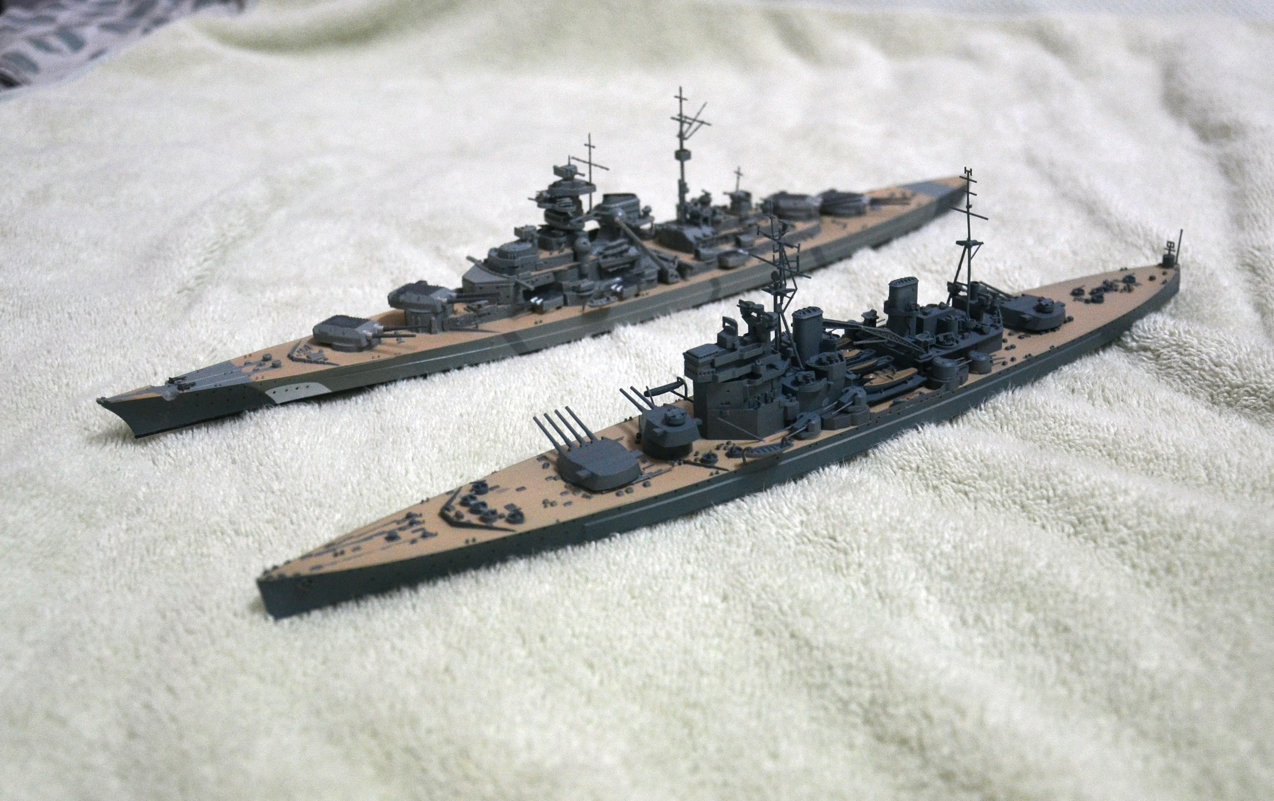 Completed right in time for the date of Bismarck's final battle. Tamiya