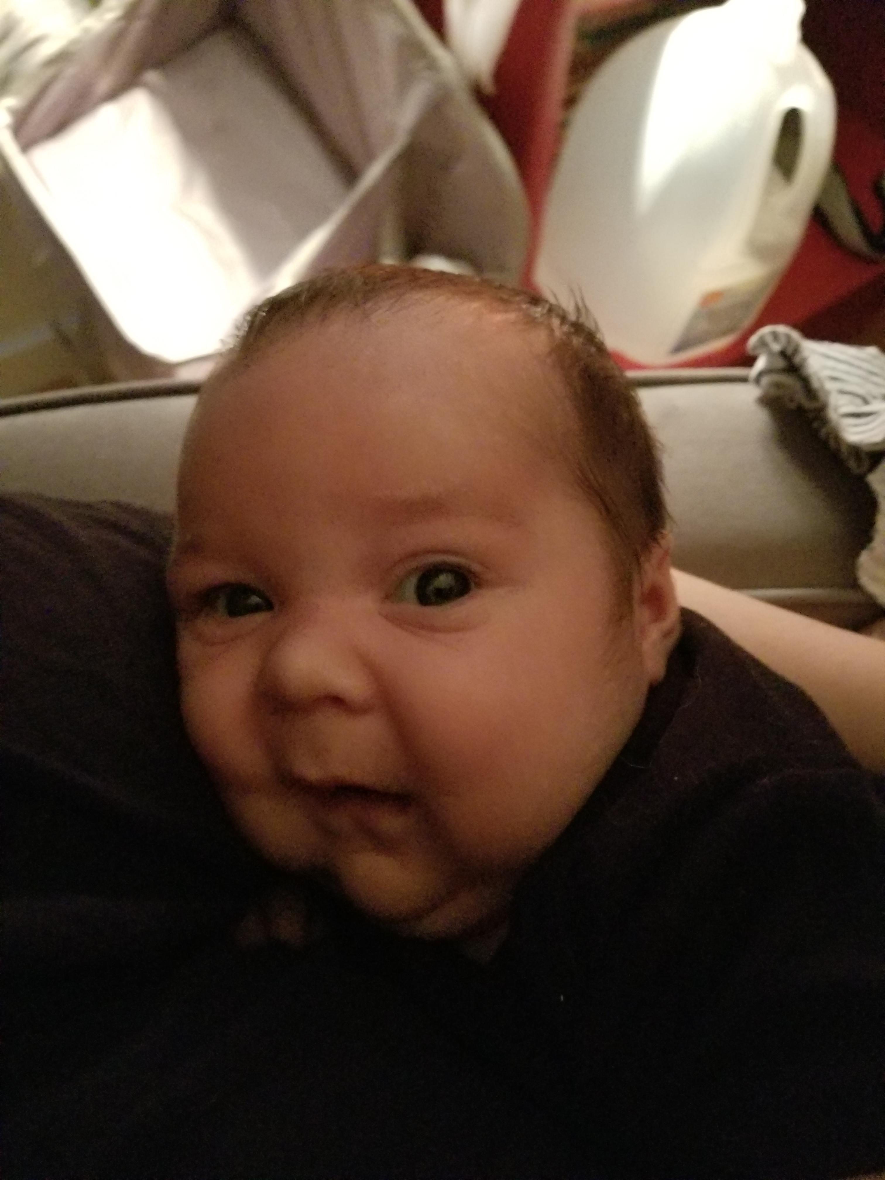 He looks like he got caught stealing bread at golden corral oldbabies