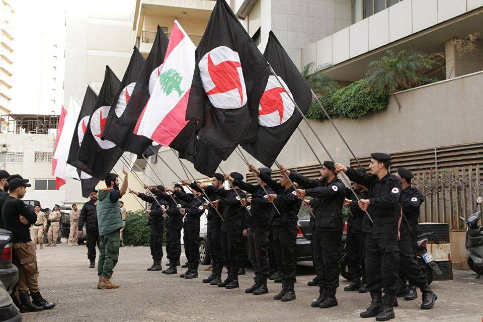 The Eagles of the Whirlwind, the paramilitary wing of the Syrian Social