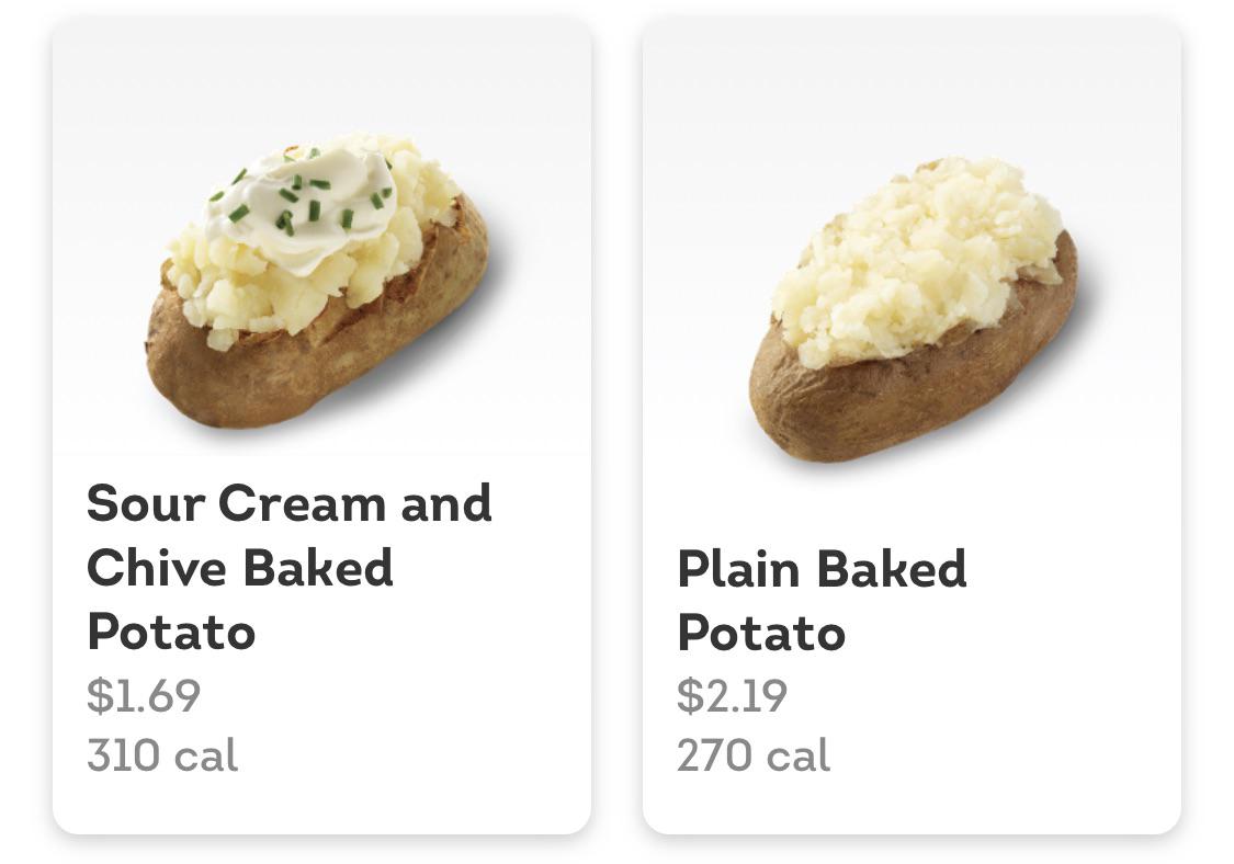 Wendy’s Baked Potato Pricing r/mildlyinfuriating