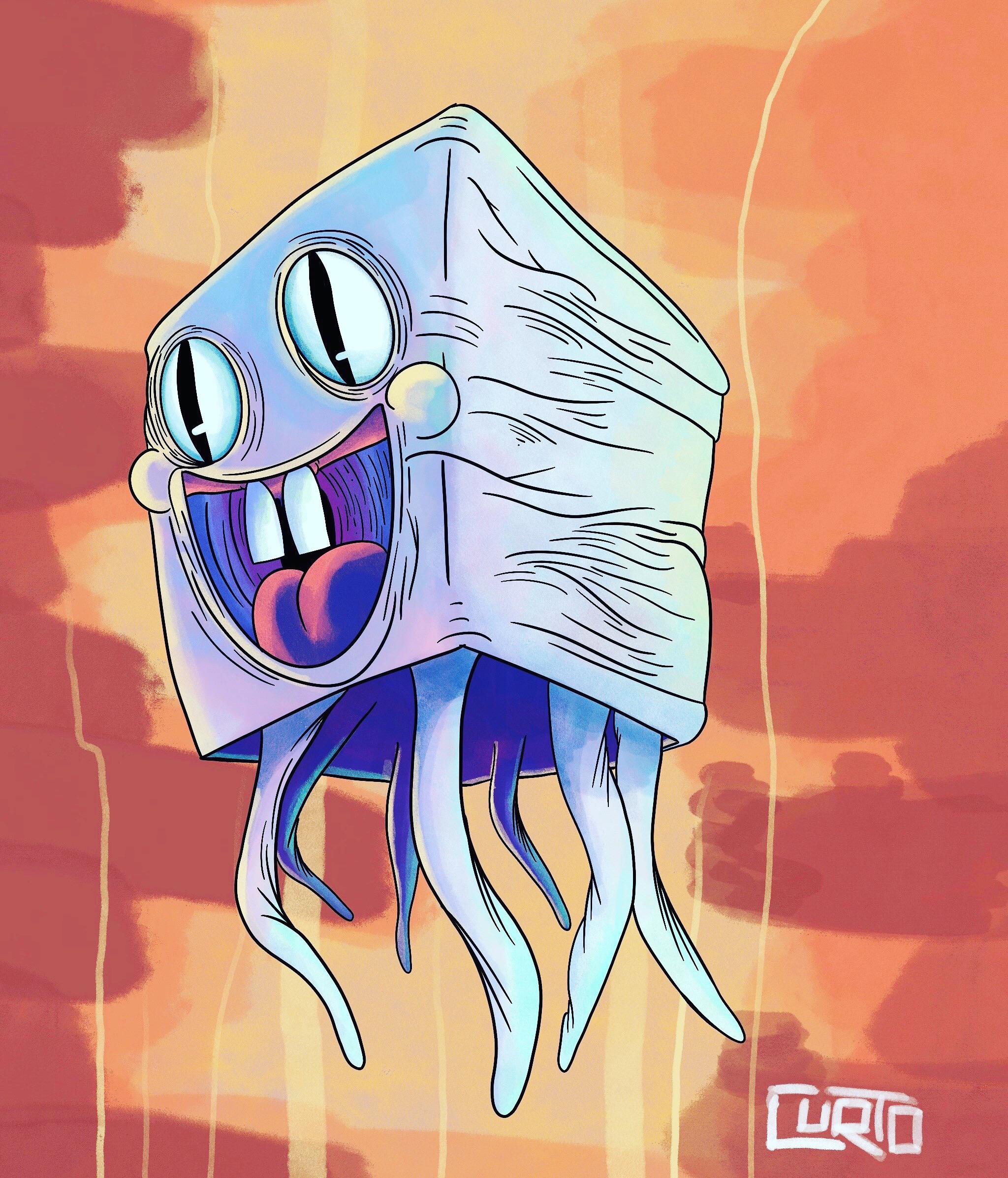 Ghast Drawing. Minecraft