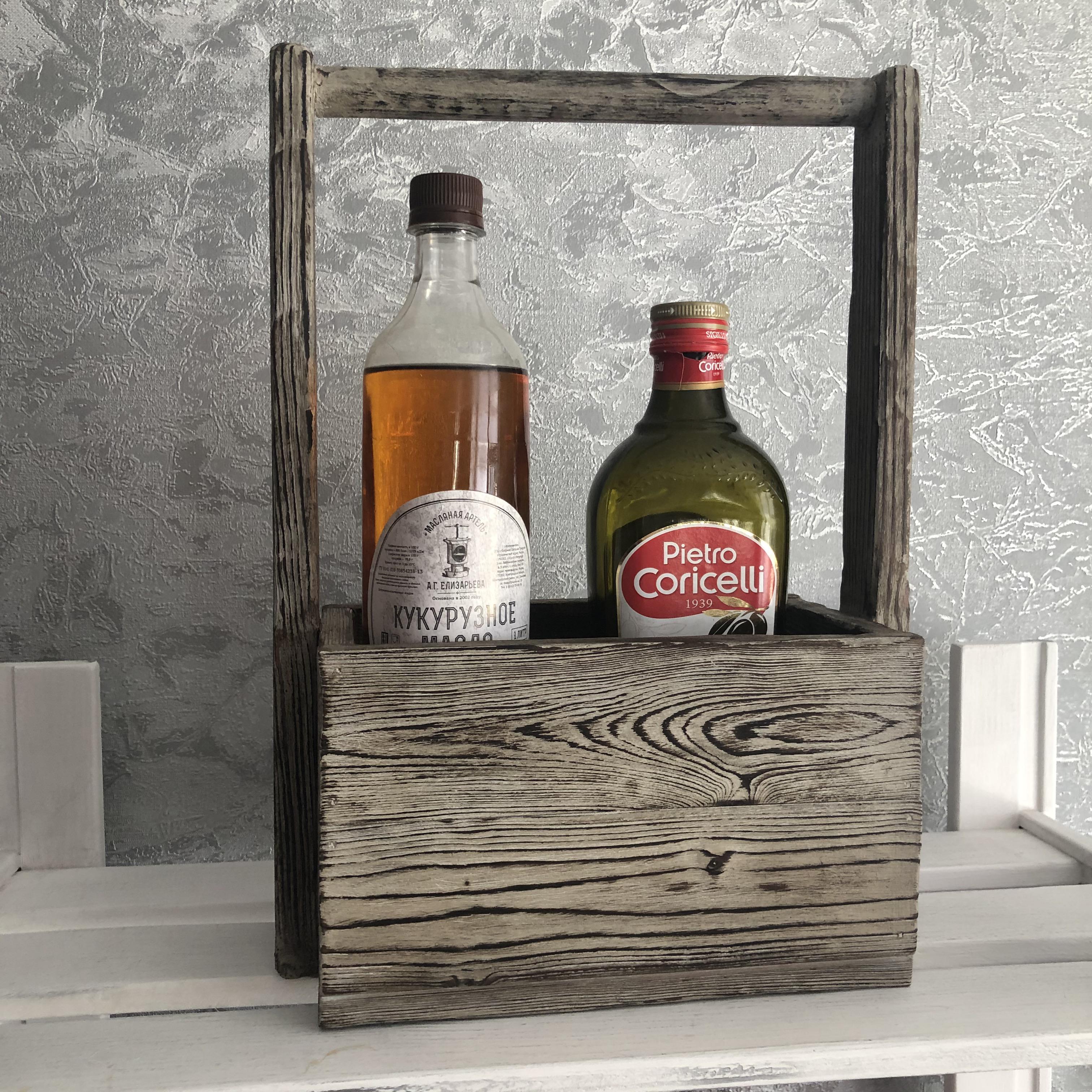 I made this wooden box for various bottles r/crafts