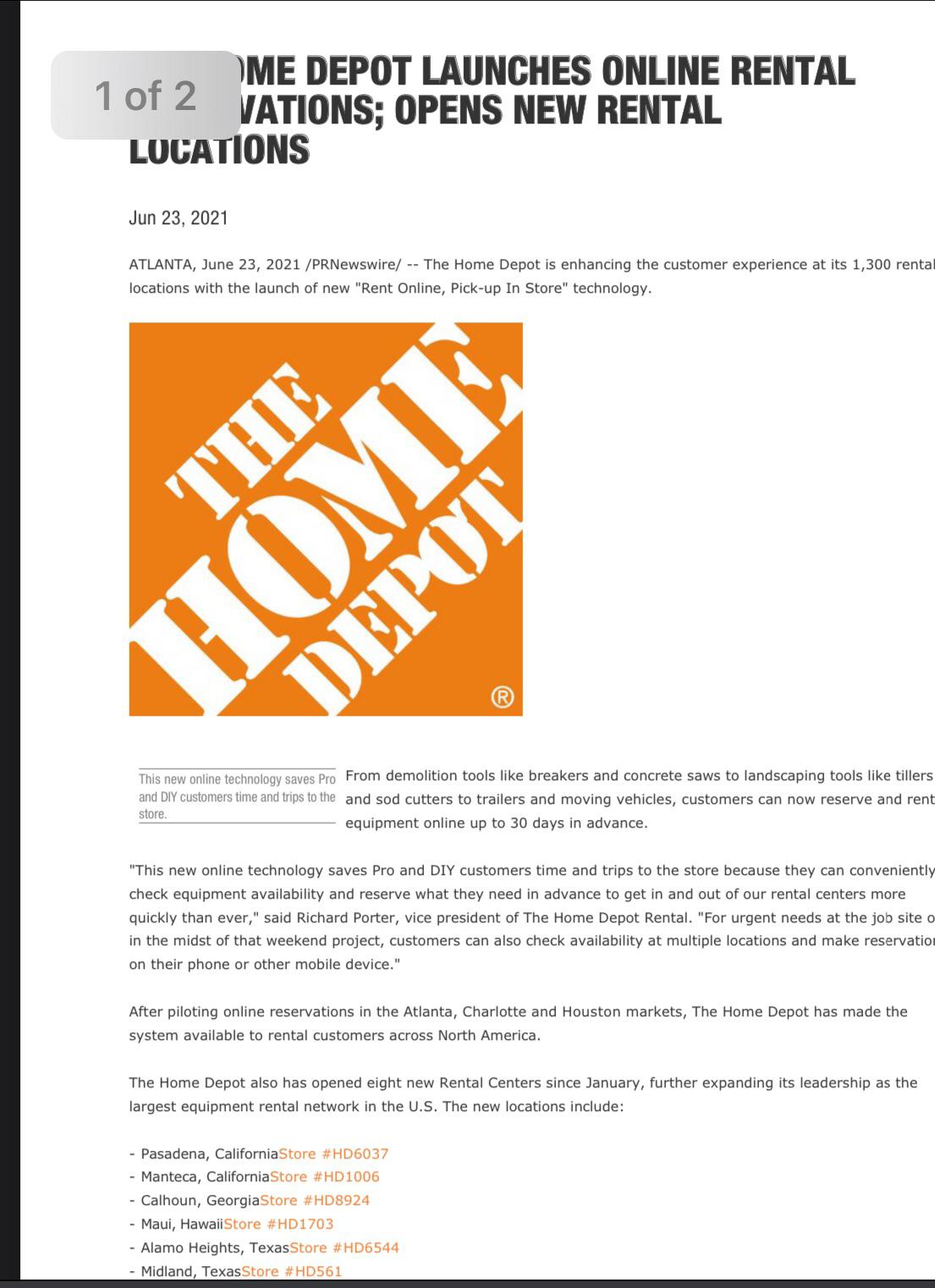 Home Depot Tool Rental Center