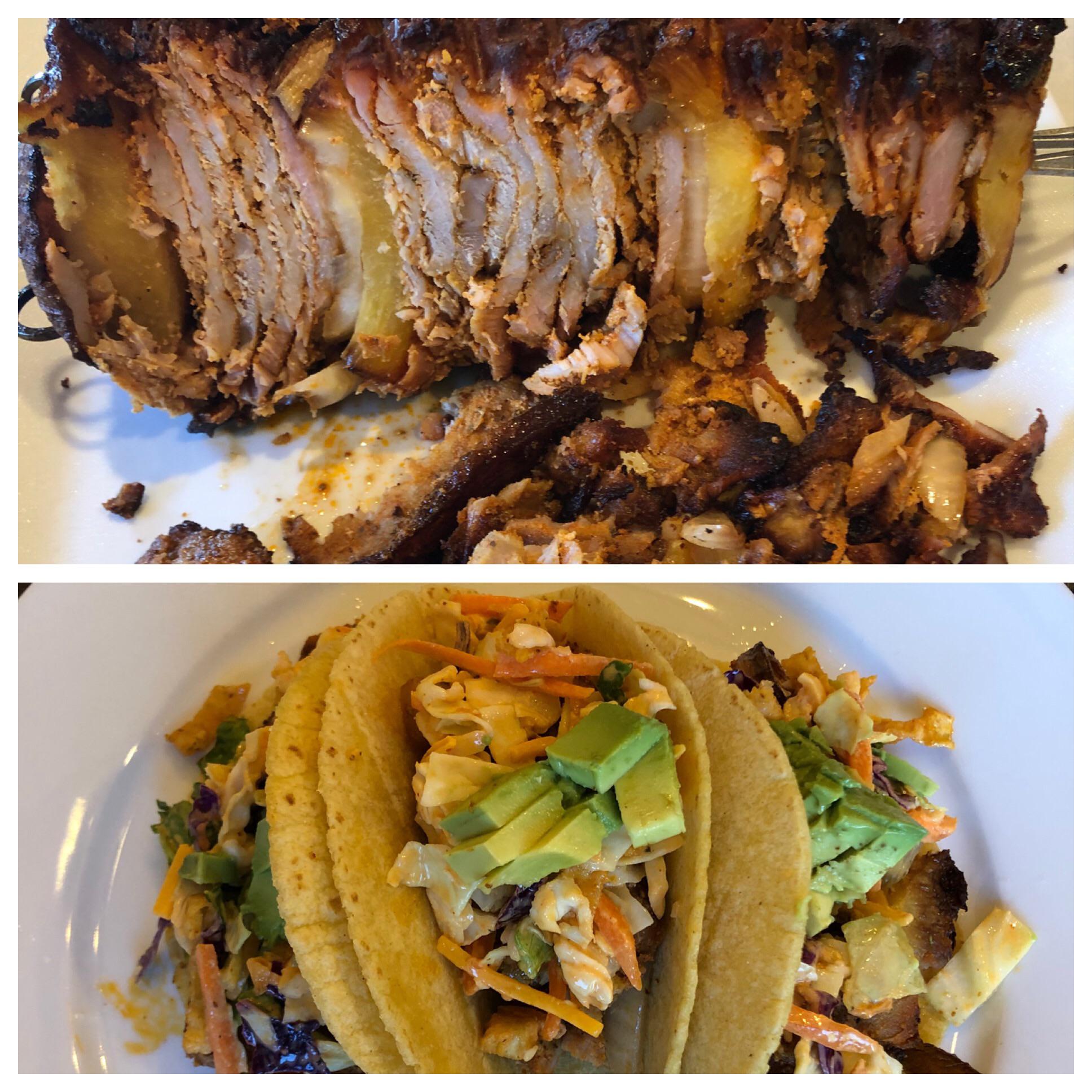Finished product. Al pastor sliced and made into tacos. r/Traeger