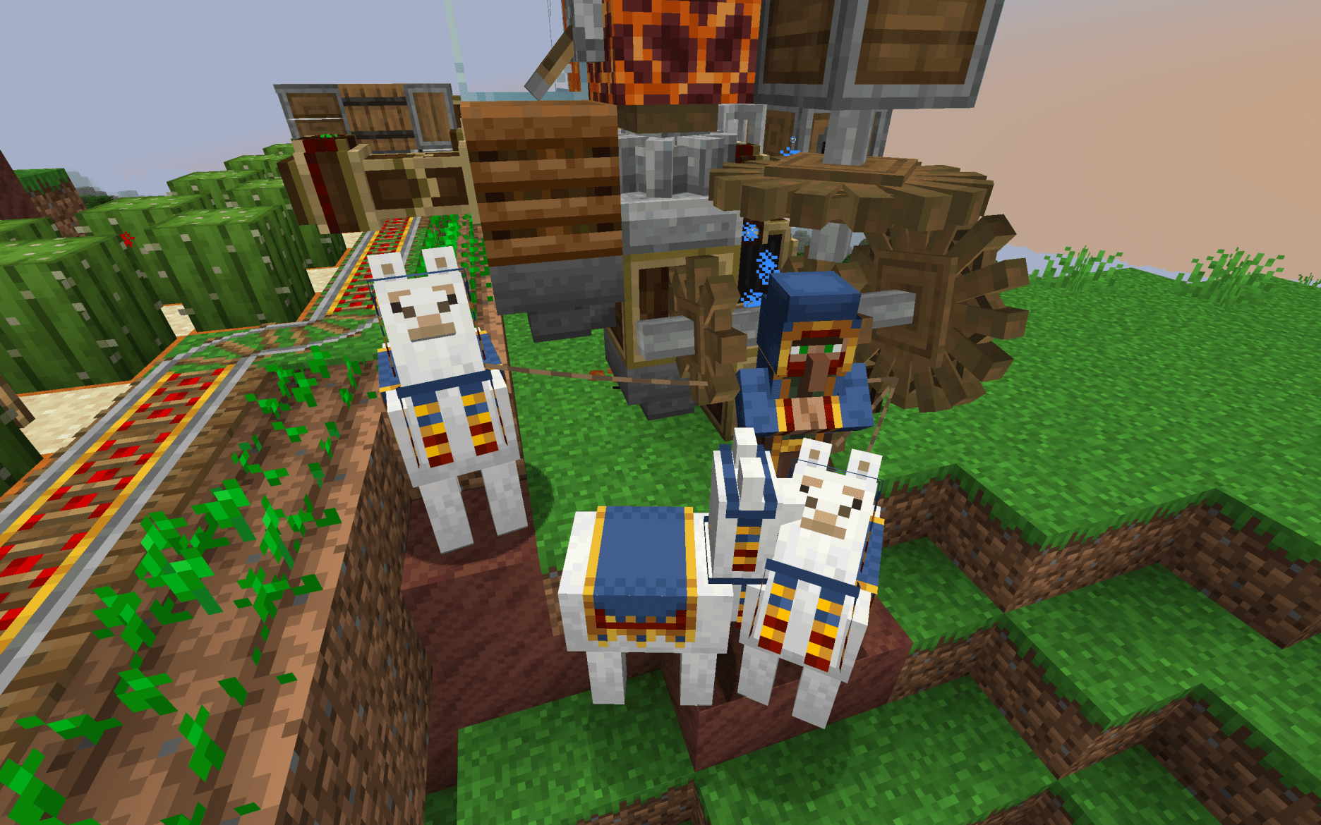 How the heck does this Wandering Trader have three llamas?! r/Minecraft