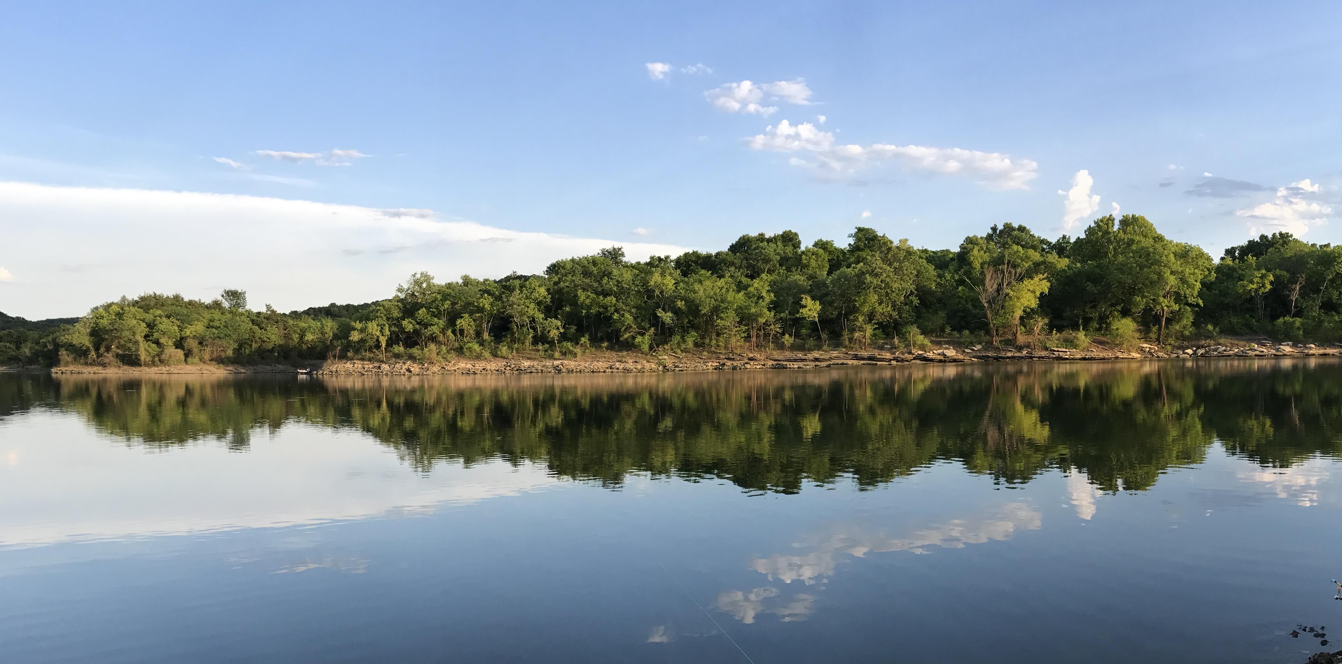 Our favorite fishing spot just off the Neosho River near Fort Gibson