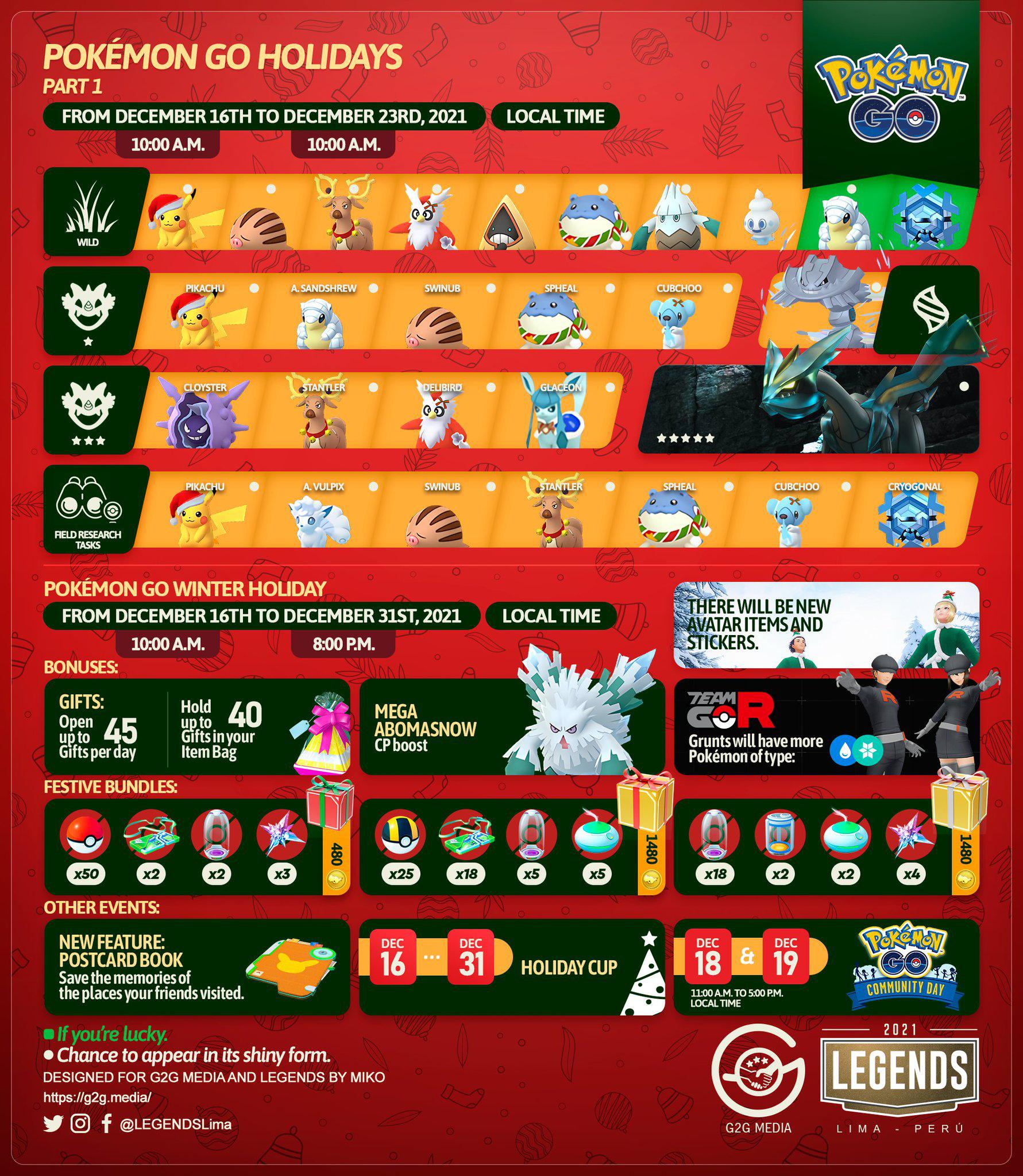 Pokemon Go Christmas 2022 Pokémon Go Holidays 2021 Event Overview (Legendslima) : R/Thesilphroad