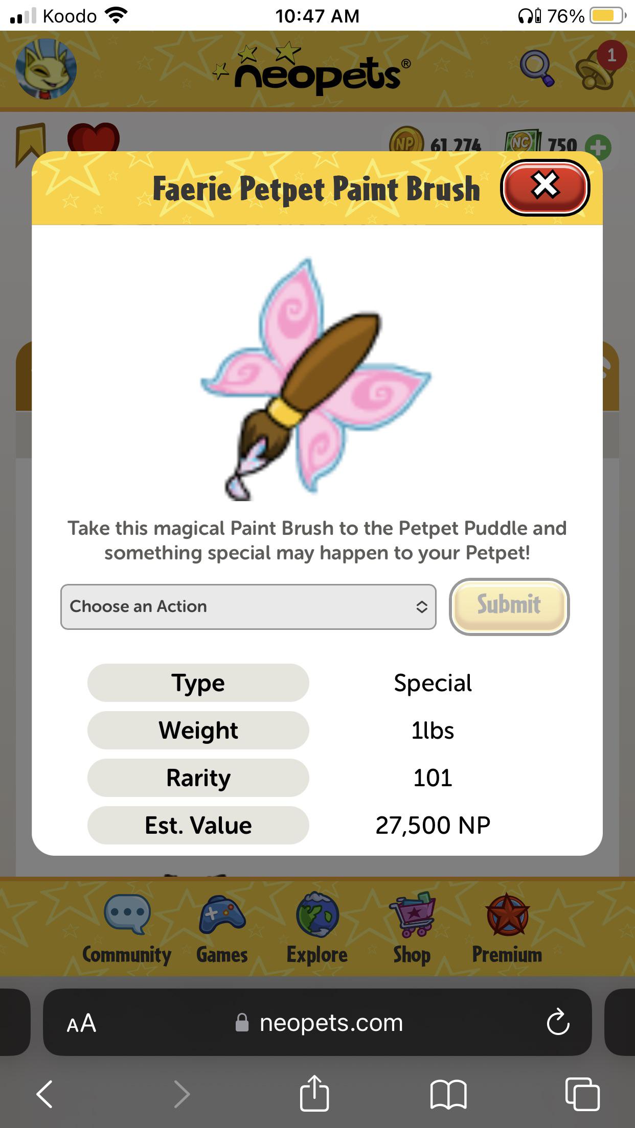 What’s a reasonable amount of NP for a Faerie Petpet Paint Brush? r