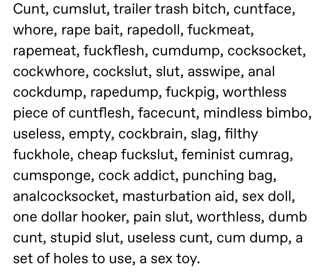 Nicknames for cunts MaleSuperiority