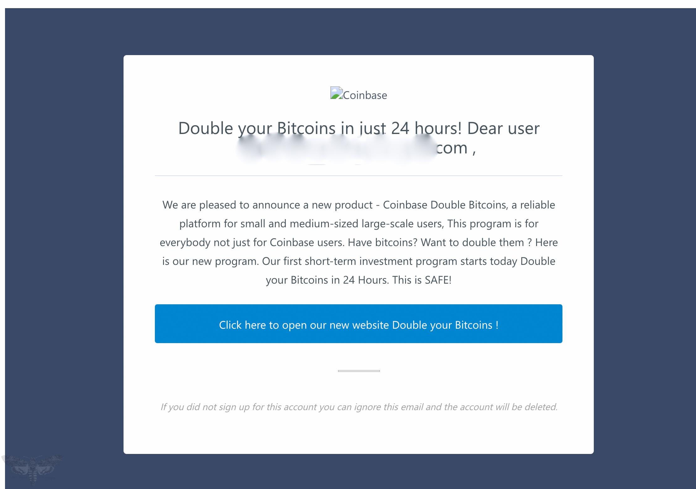 WARNING Coinbase phishing scam. recieved this, clearly a scam. r
