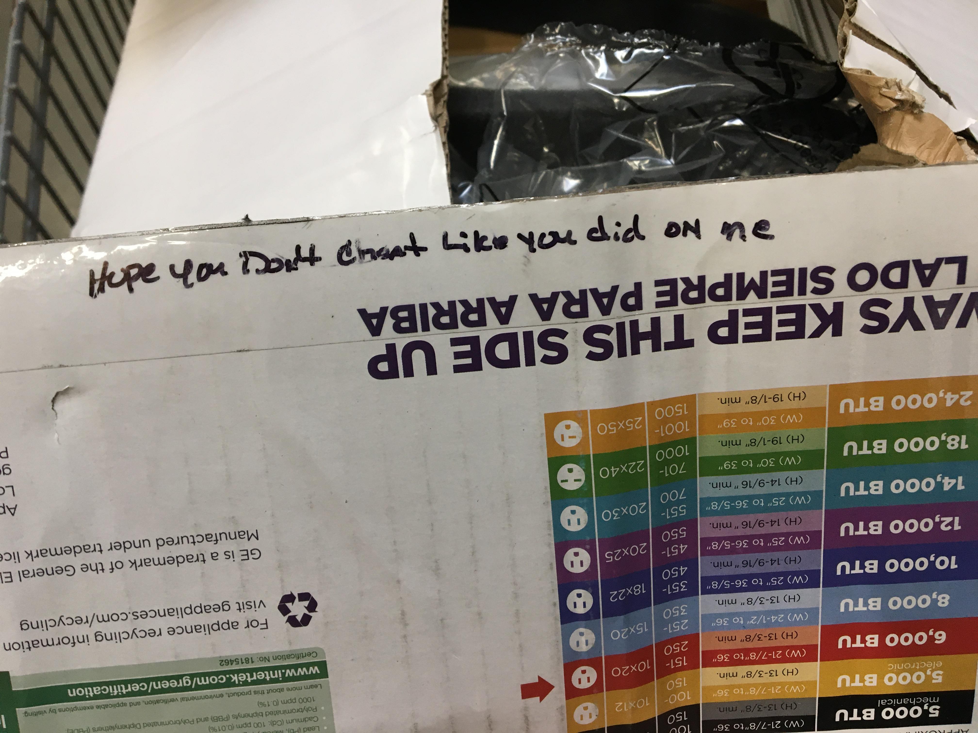 Written on a returner air conditioner r/walmart