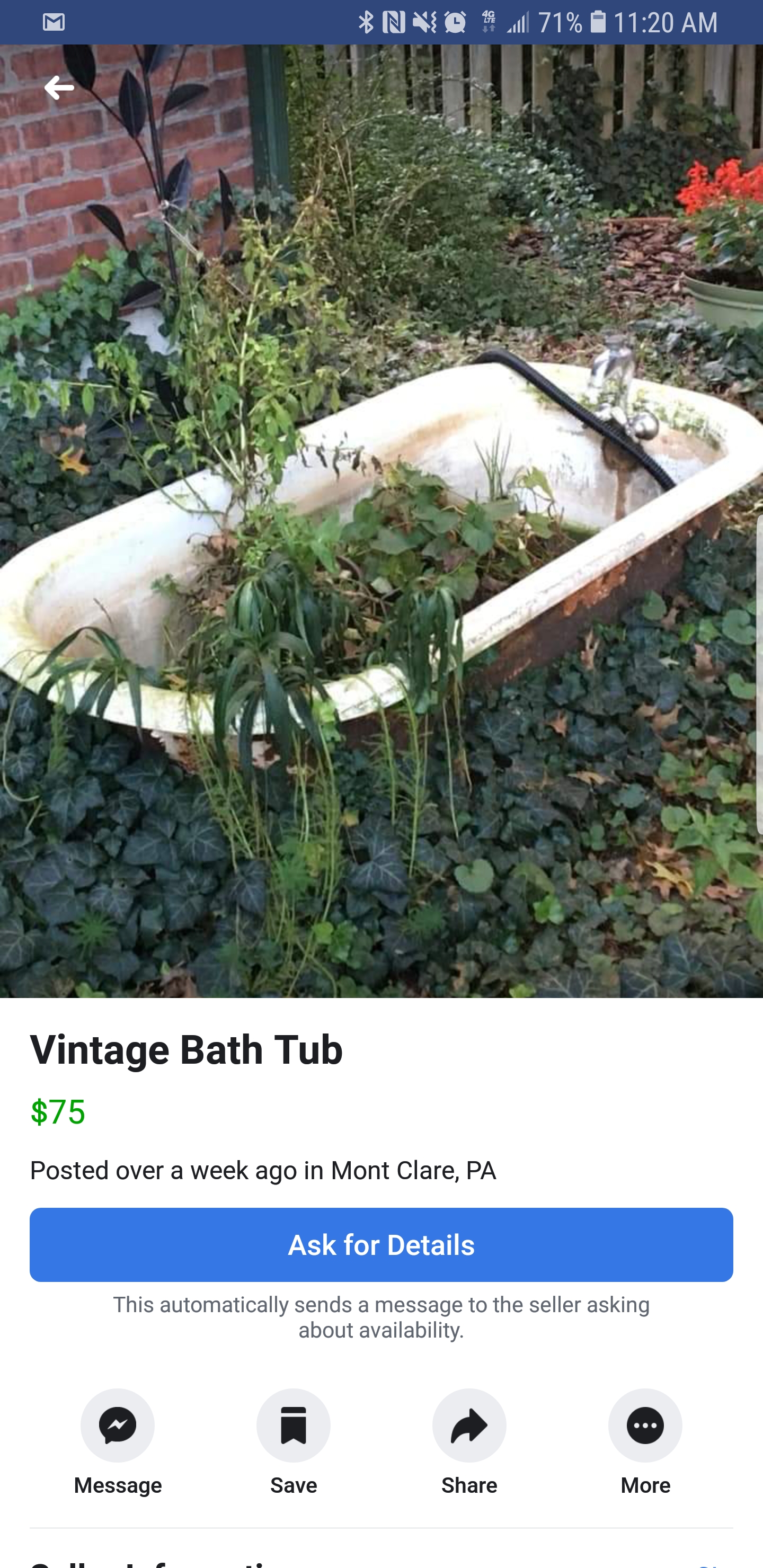 75 for a filthy rusted tub with plants growing in it r