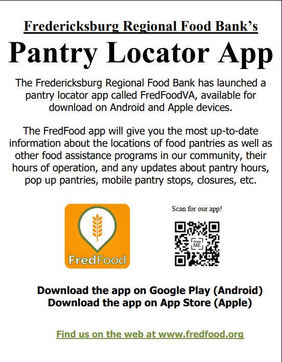 New food bank app for info on uptodate local food bank hours
