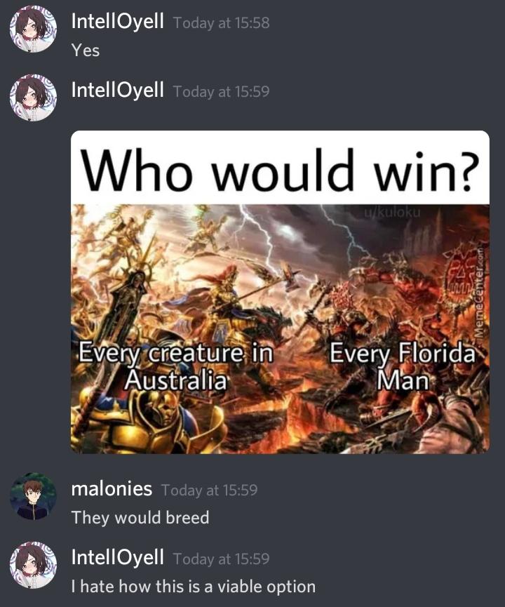 death battle of Florida men and creatures in Australia r/deathbattle