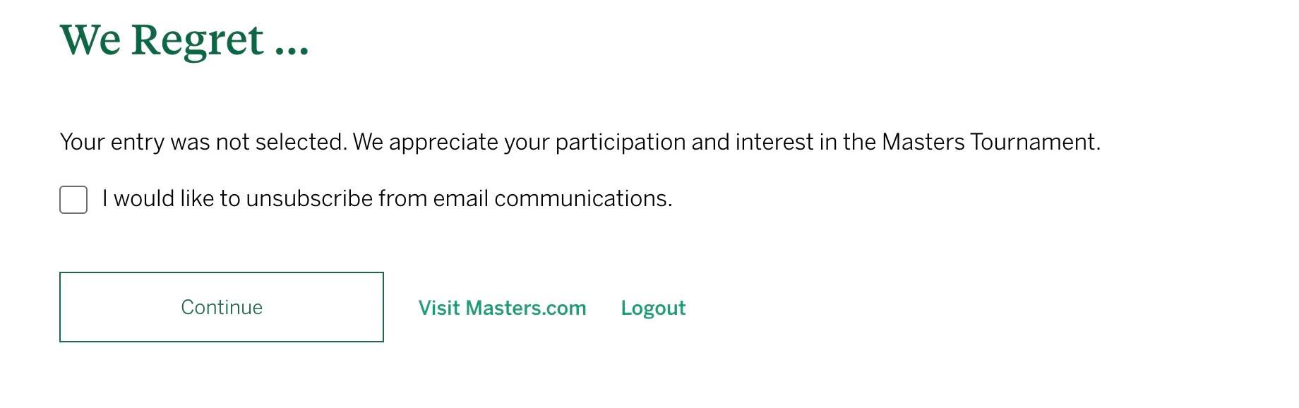 Masters Lotto ticket results are available now if you login to Your