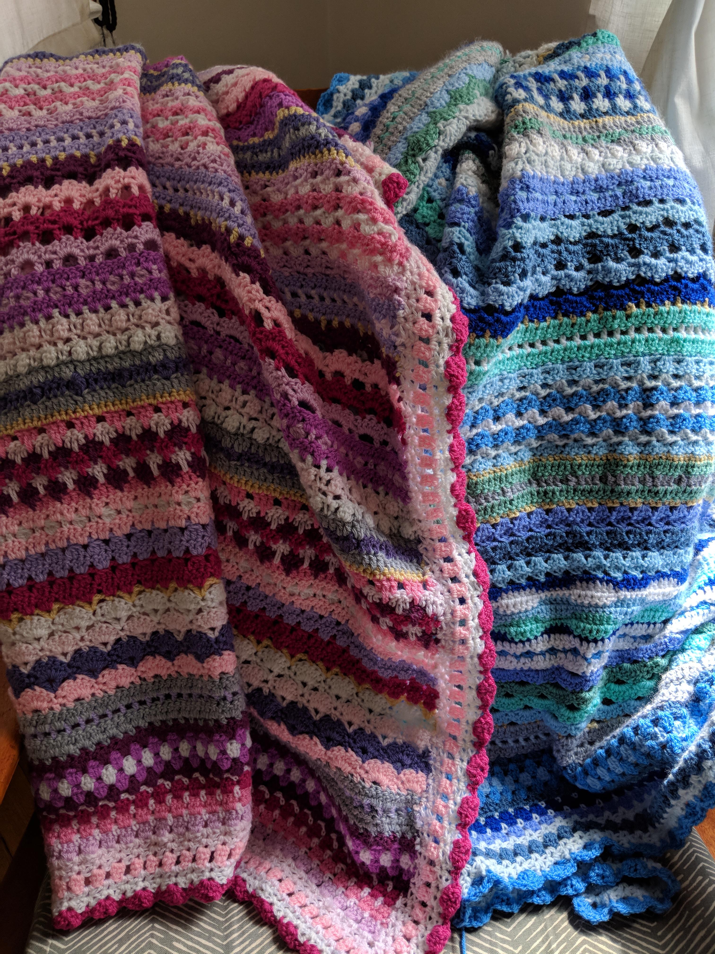 F/O Two baby blankets for newborn twins r/crochet