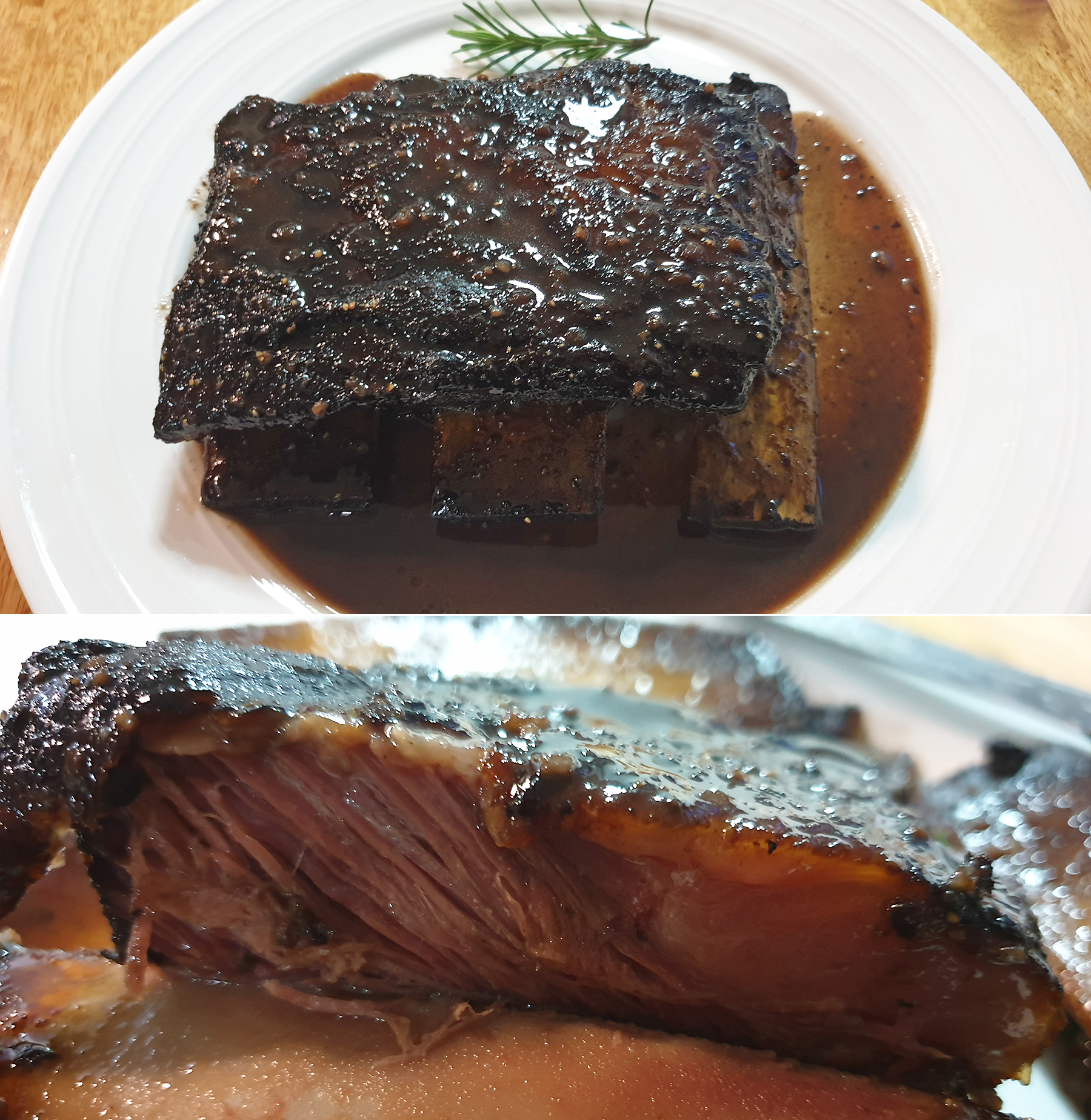 Beef Ribs Sous Vide / Smoked / Seared Red wine and au jus reduction