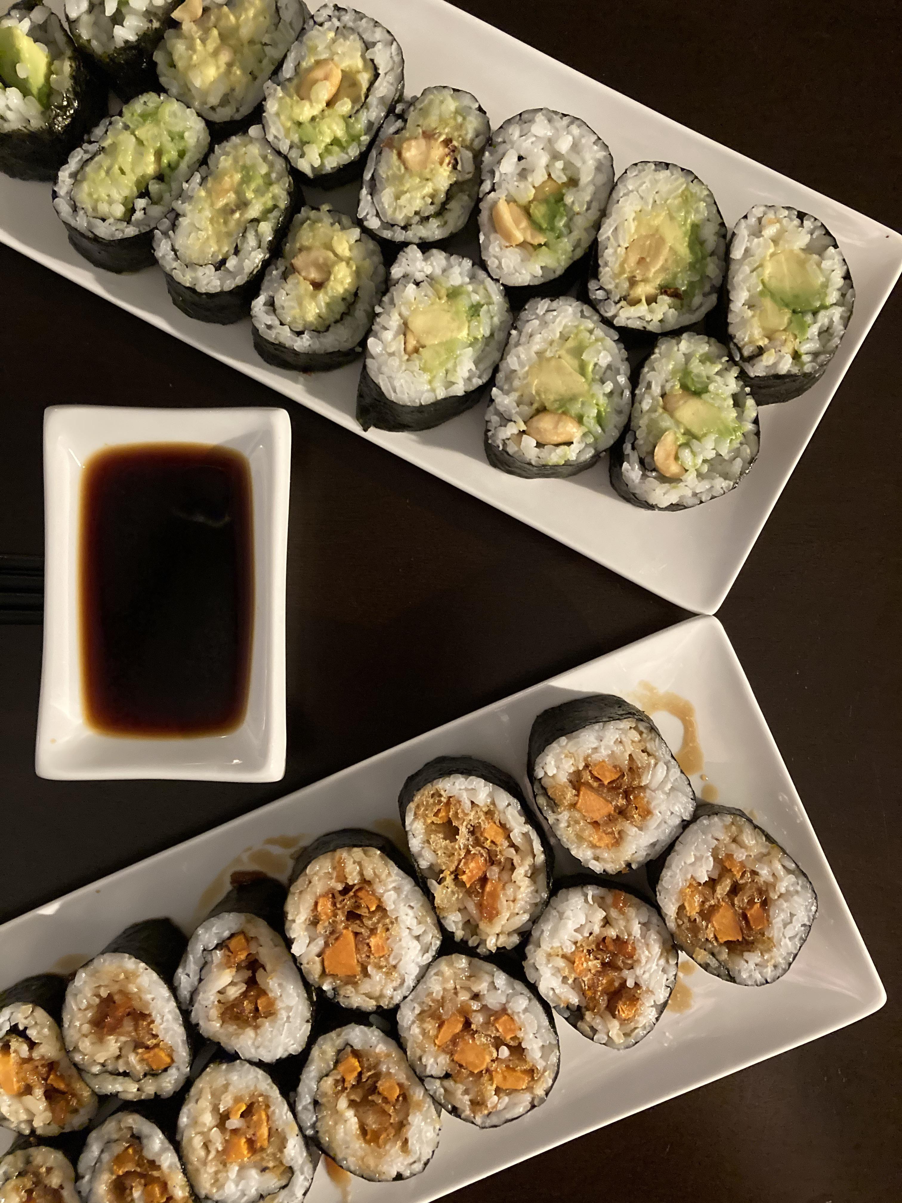 Took two hours, but SO worth it Sweet Potato Tempura with Teriyaki