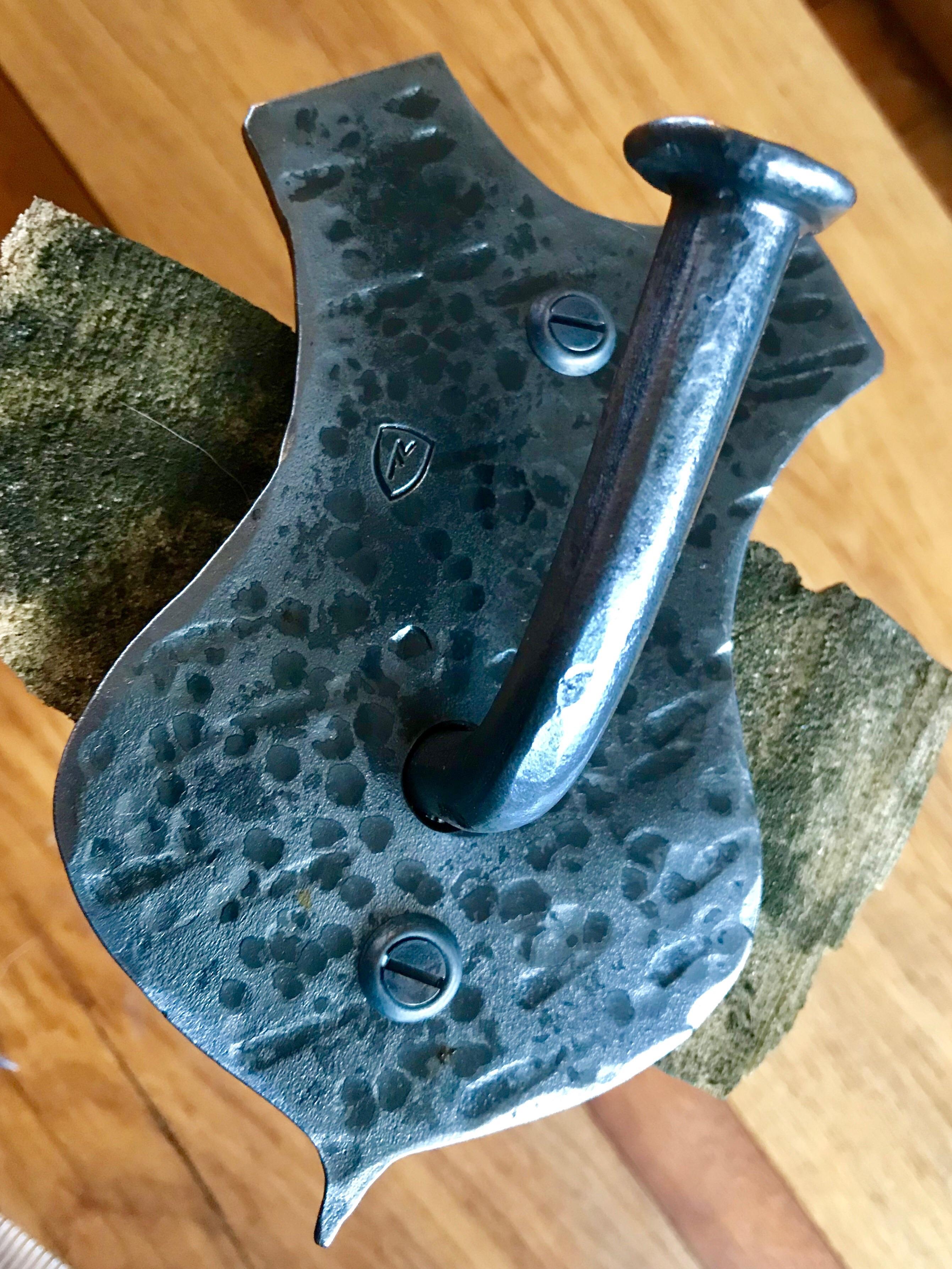 Heraldic coat hooks available! Hand rivet and hammer textured