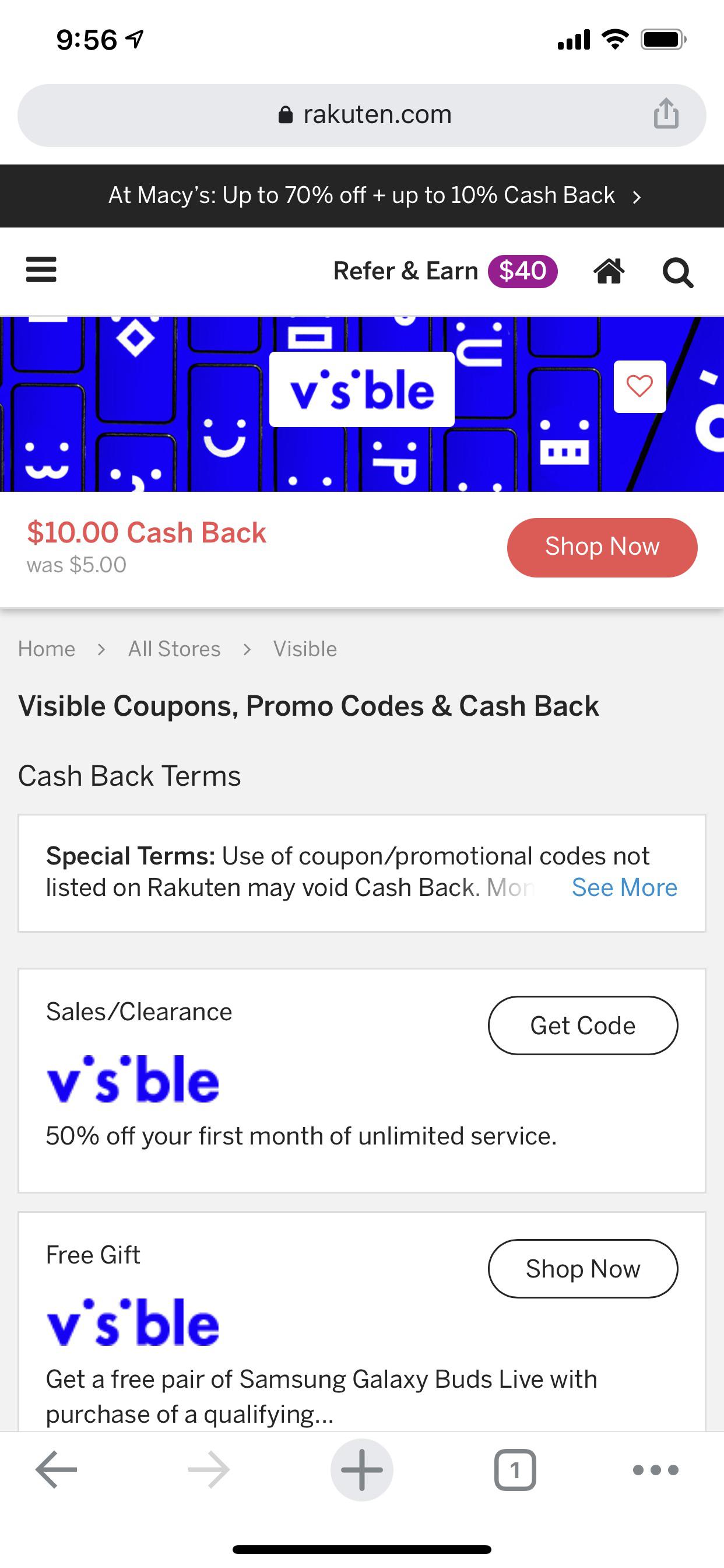 Rakuten cashback 10 not 10 now! Chitters? r/Visible
