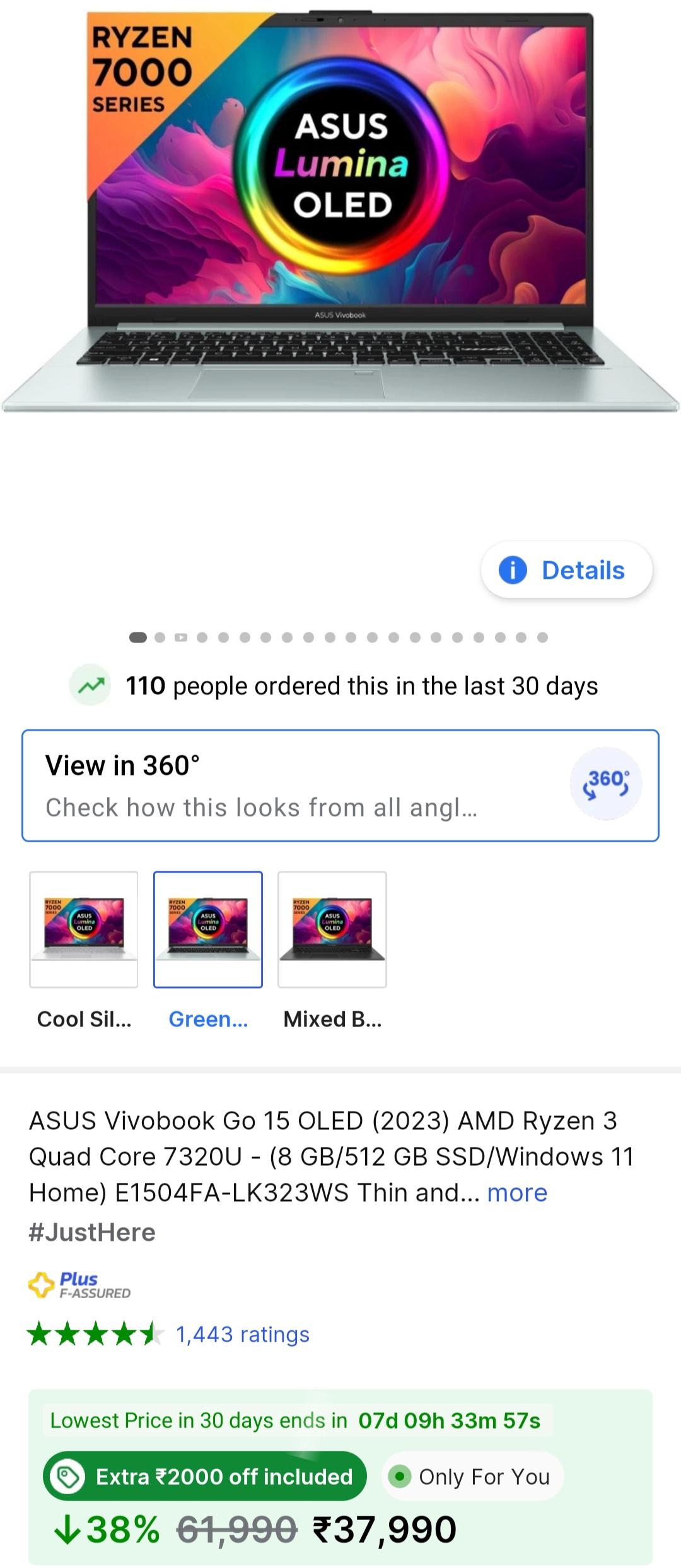 I'm looking for a laptop under 40000 rupees for my college needs