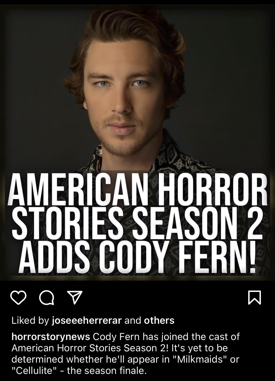 Cody fern has the join the cast of the spinoff ahs stories season 2