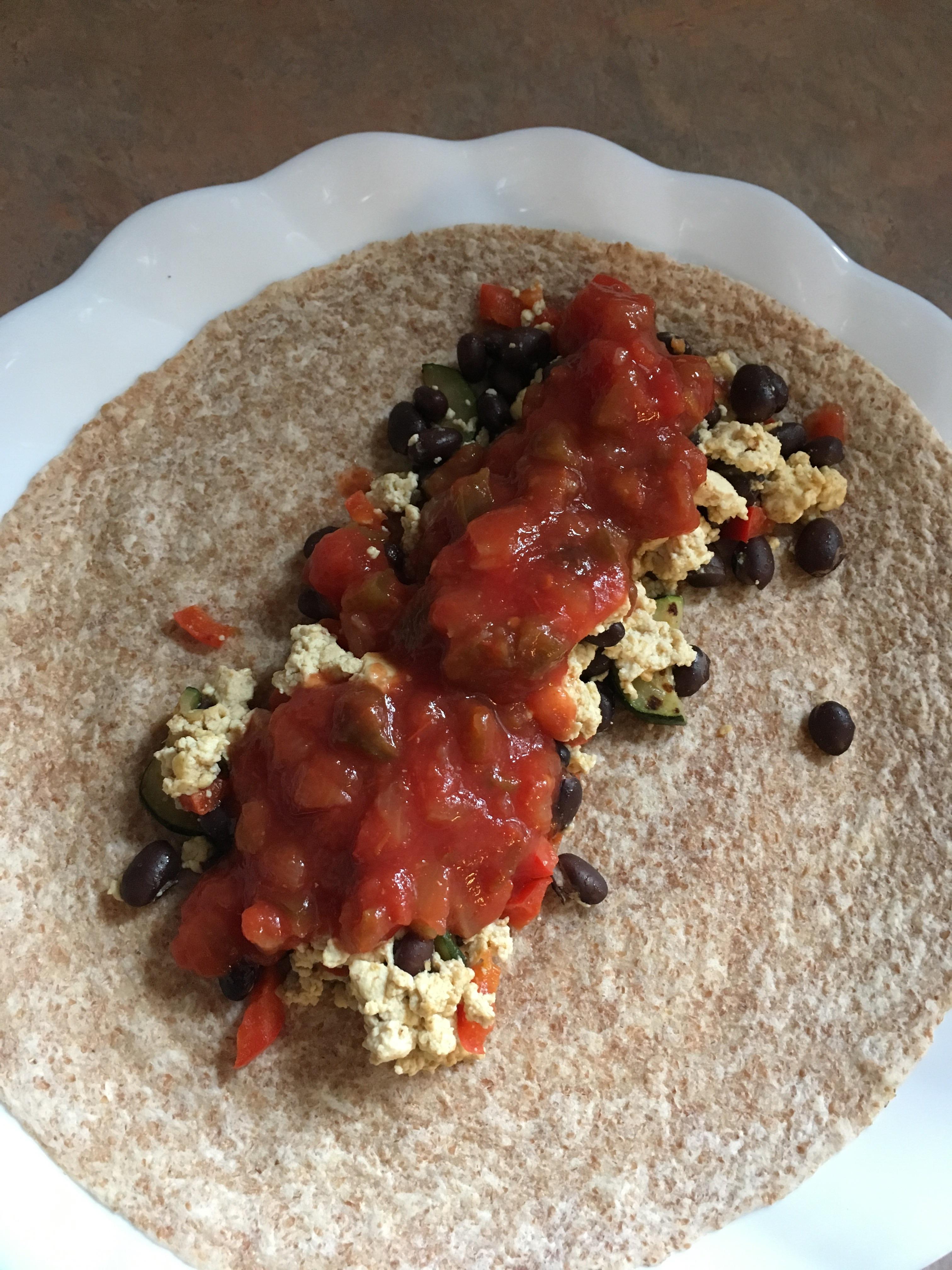 First vegan breakfast ☺️ tofu scramble with black beans, veggies, and