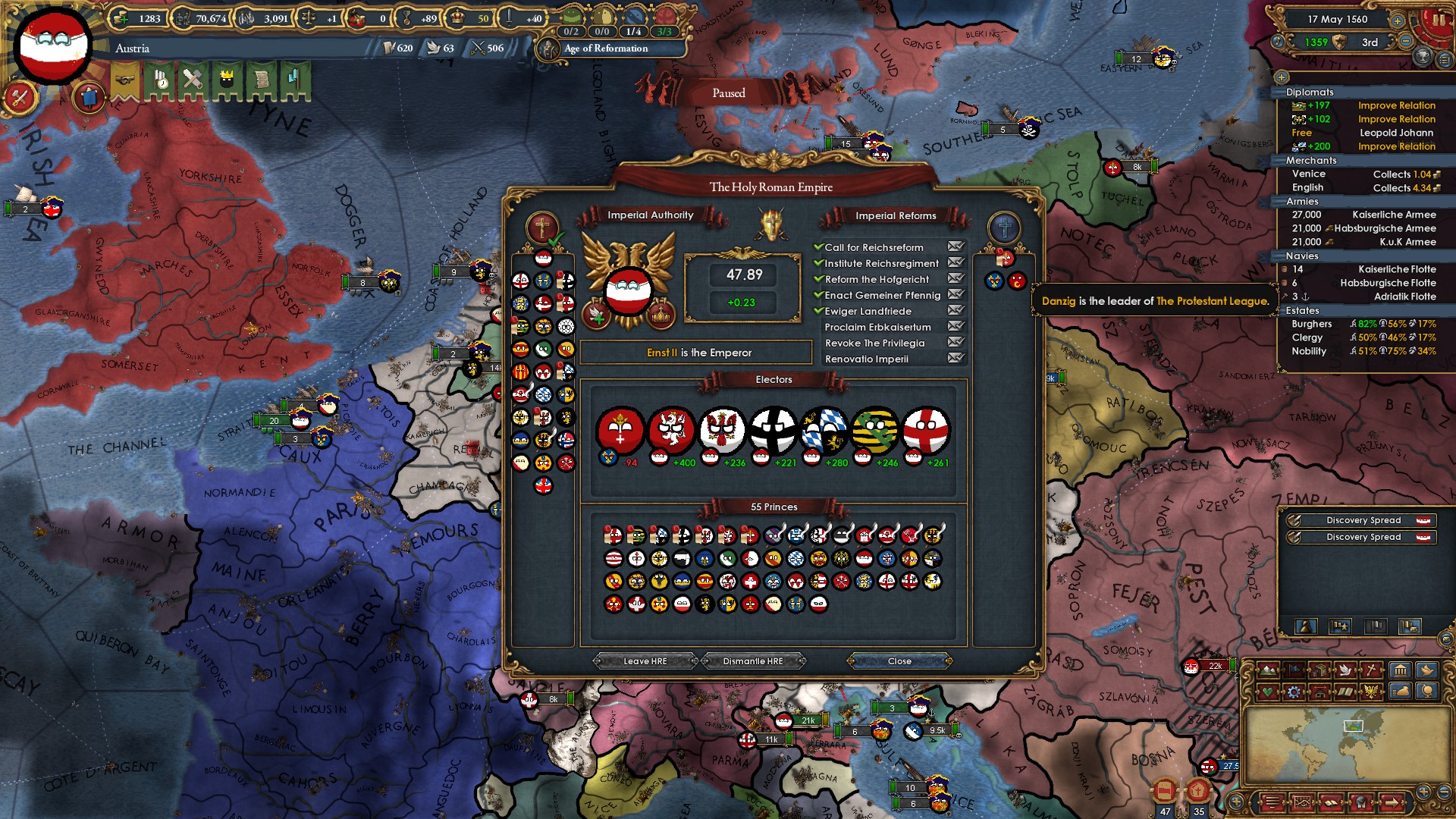 Danzig is the leader of the Protestant League. r/eu4