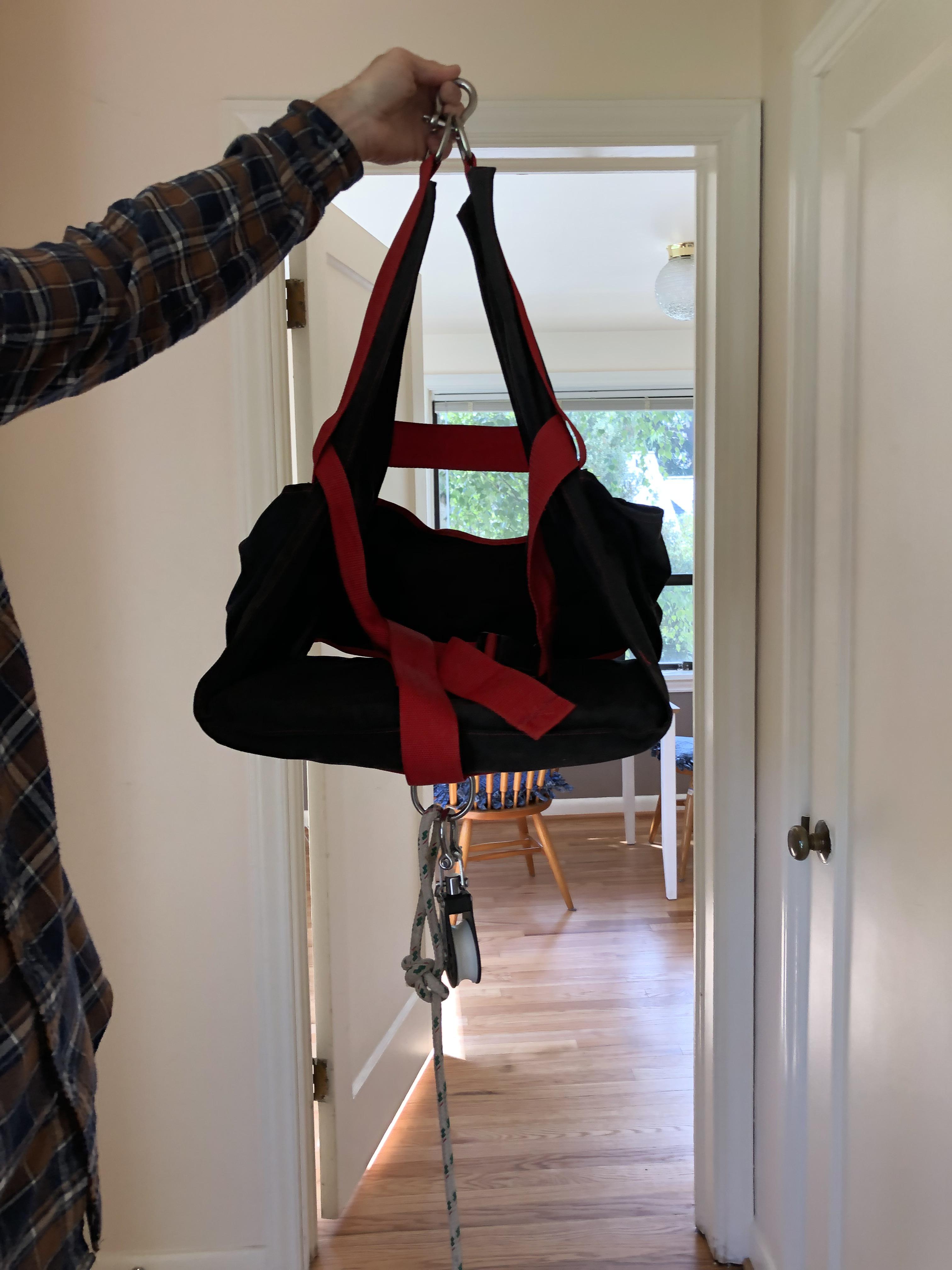 I’m going aloft today for the first time. This used bosun chair I