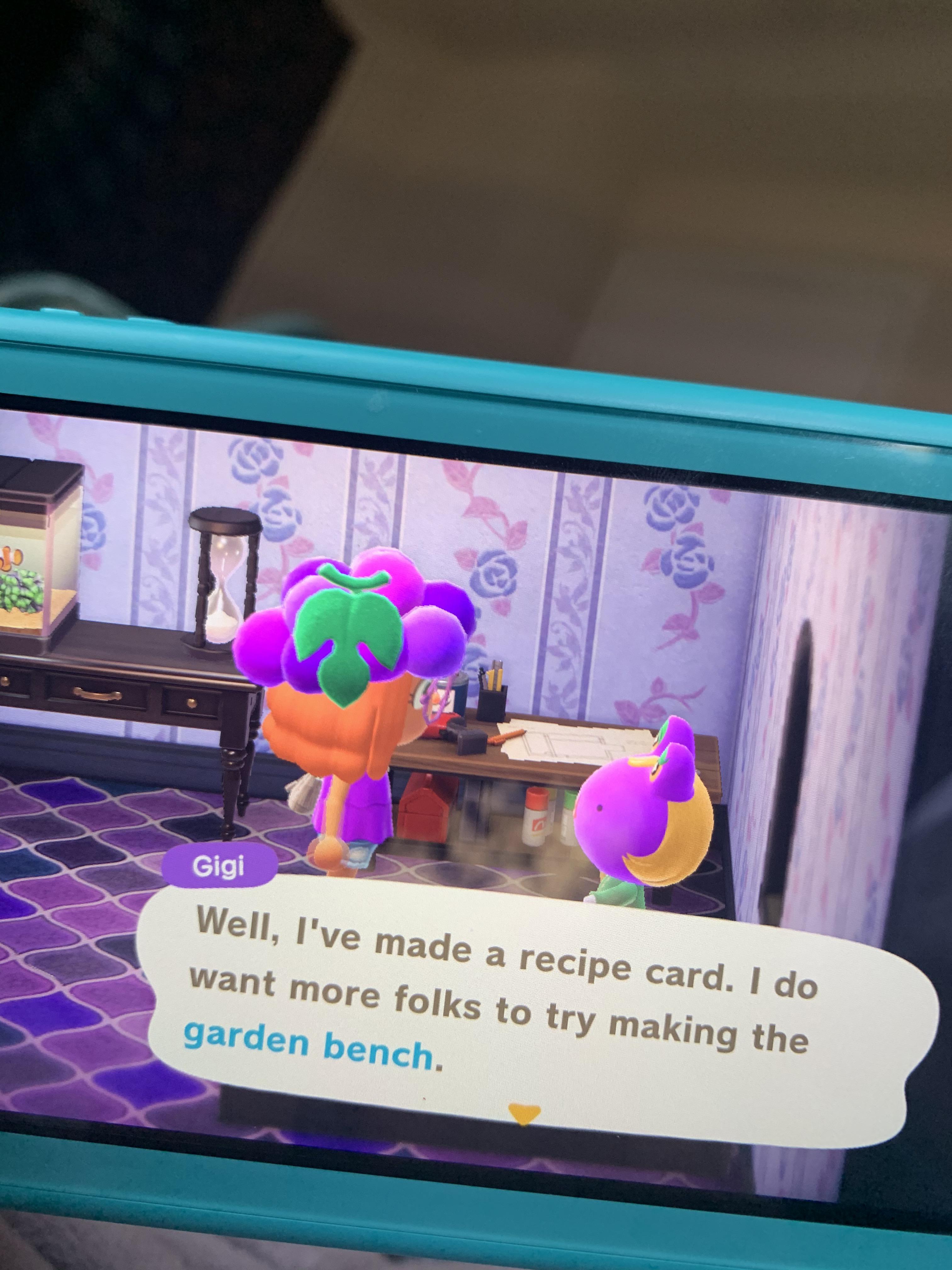 Garden bench DIY! 1 NMT so I can find a good villager. Gayle finally