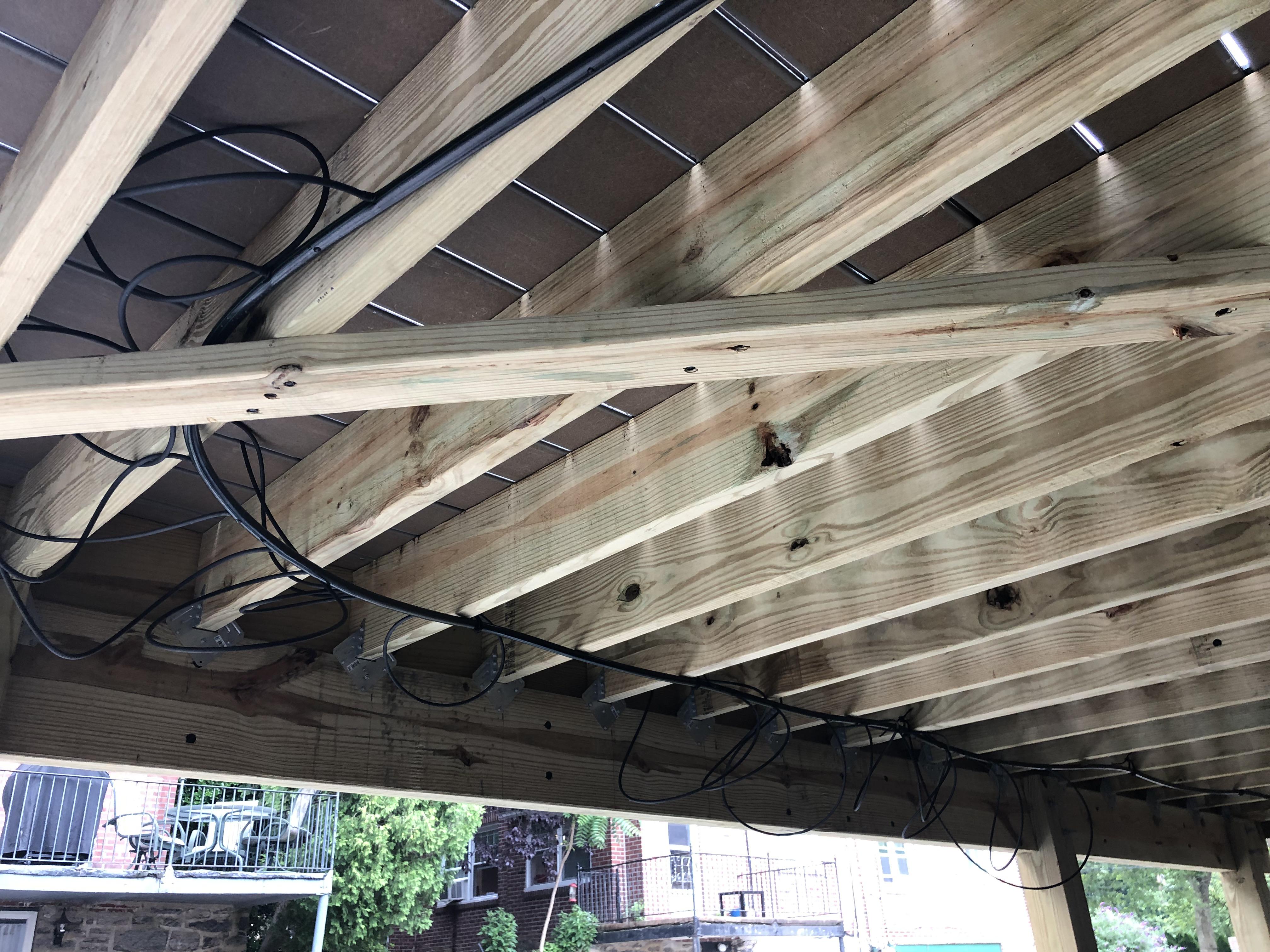 My automatic drip irrigation system as seen from under my deck. Set it