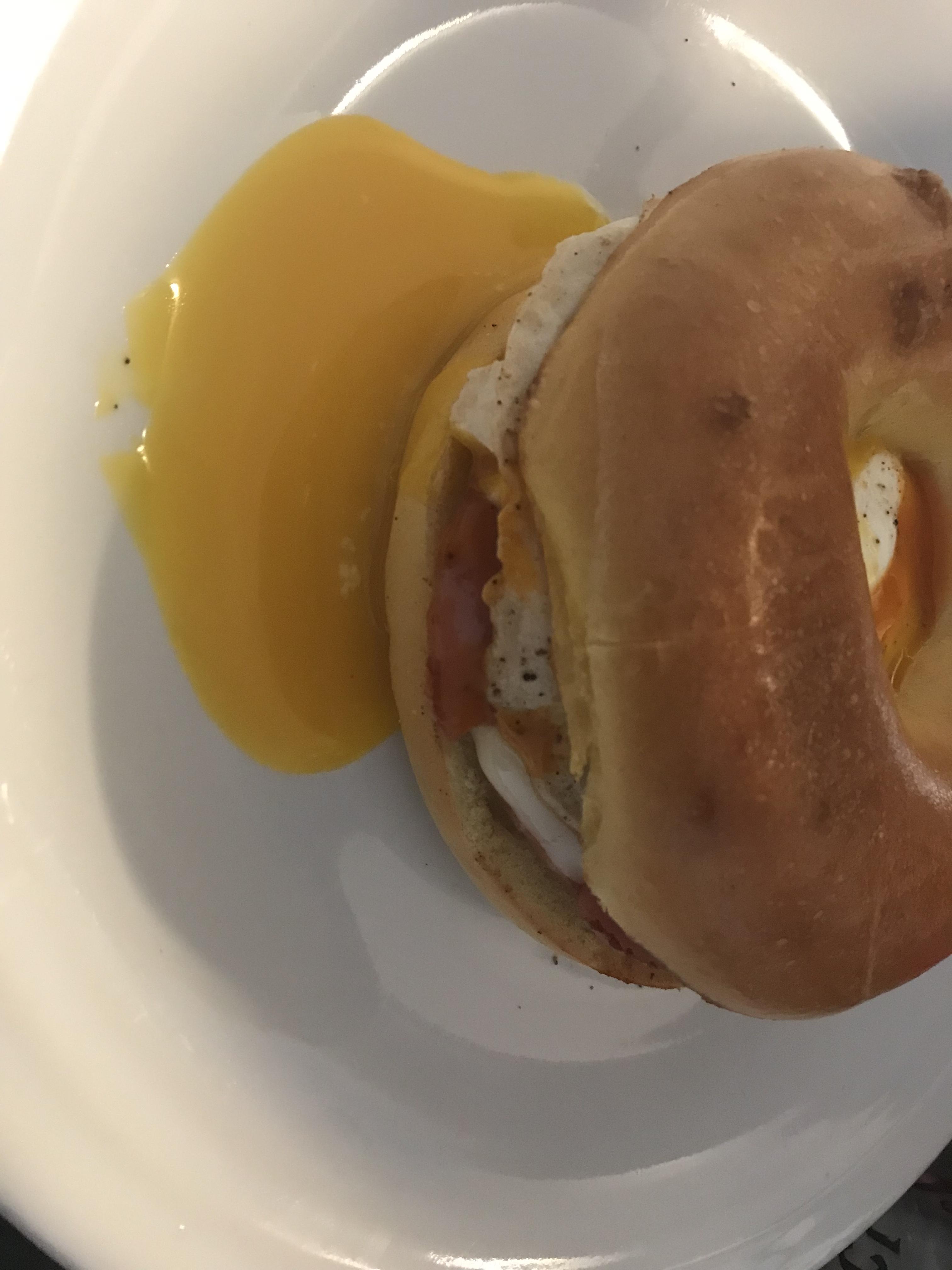 Pork roll, egg, and cheese on a bagel r/PutAnEggOnIt
