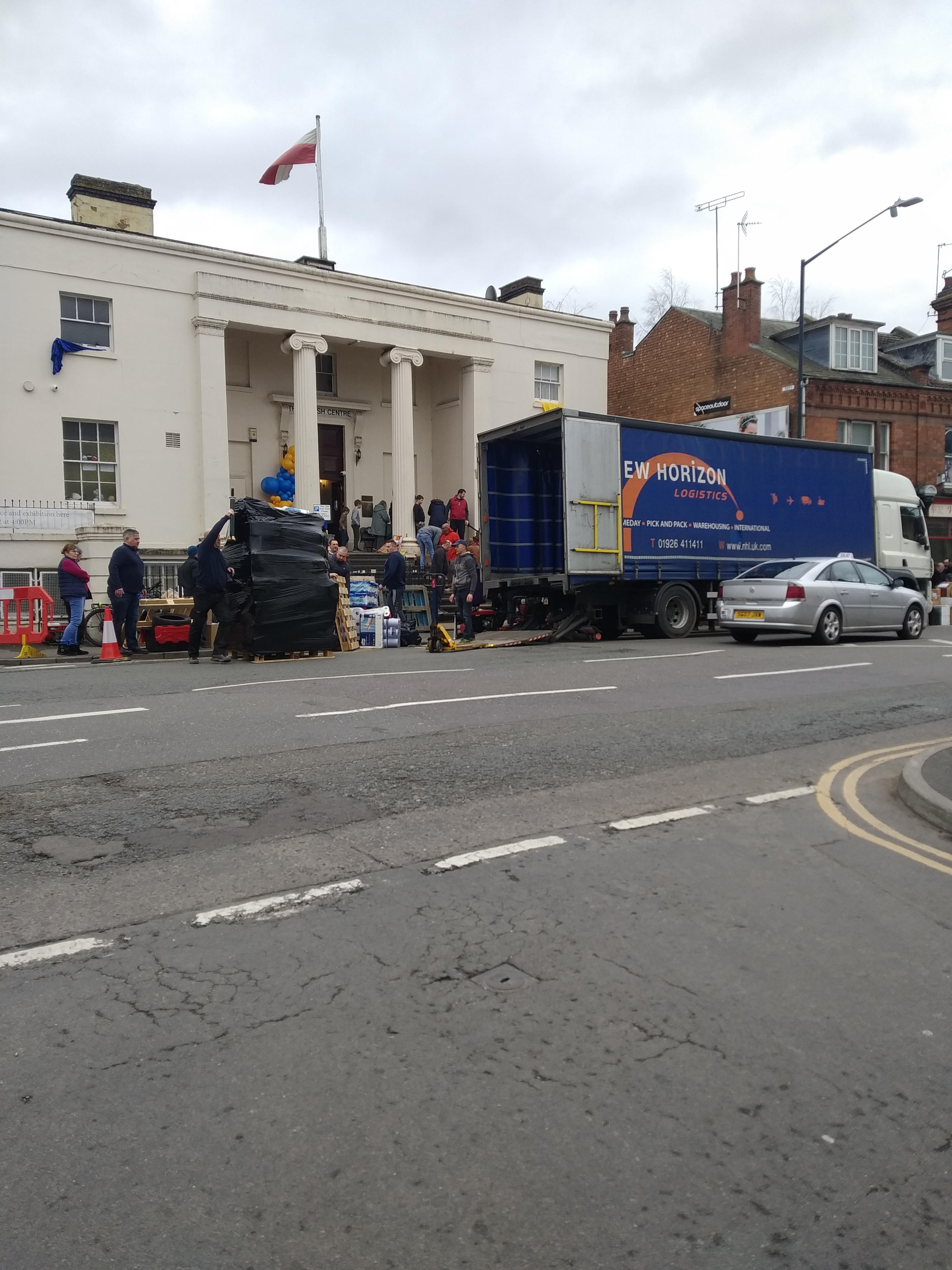 Donations for The Ukraine being loaded at the Polish Center in