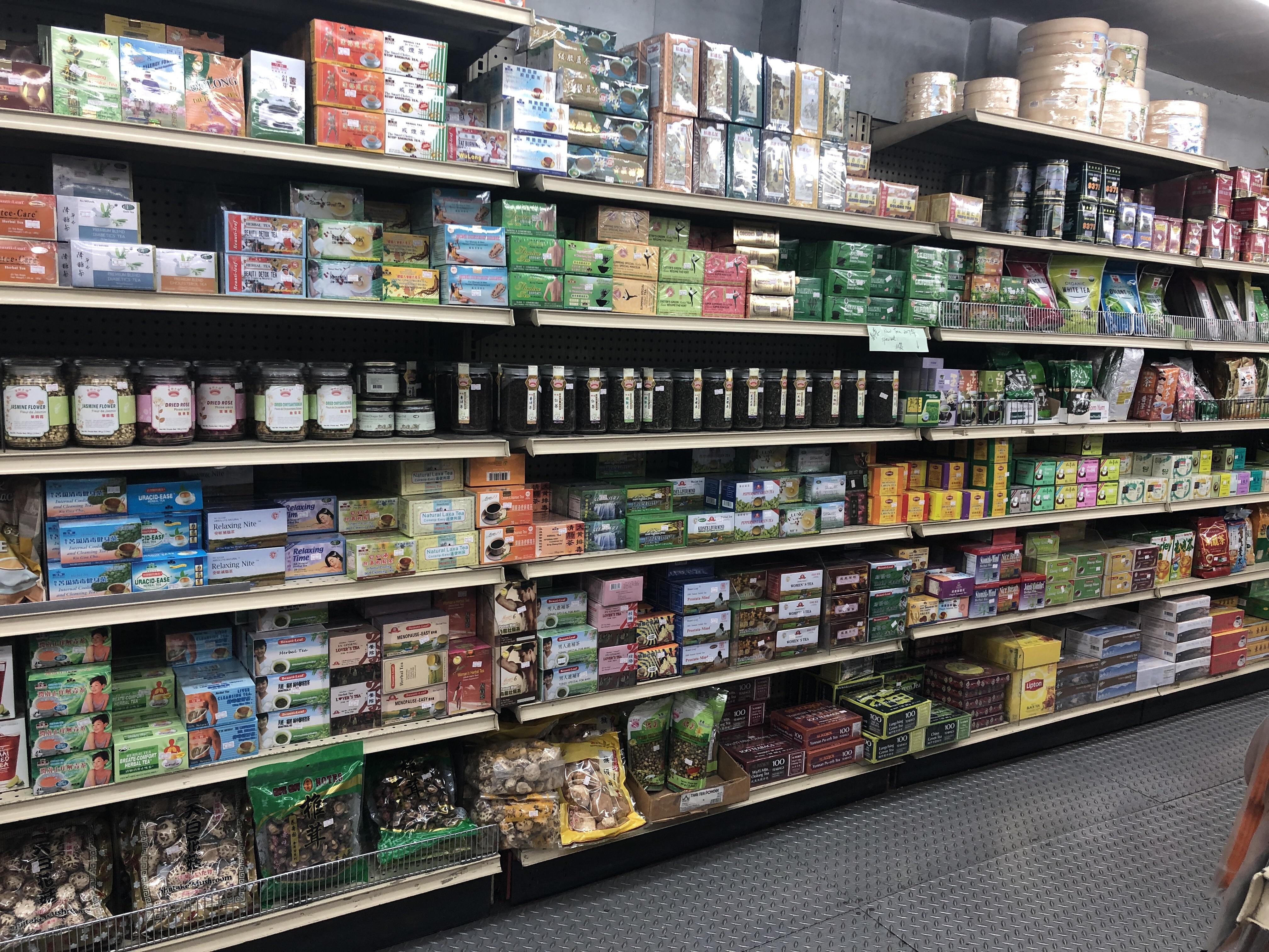 Grocery store’s tea section in Chinatown, NYC. Couldn’t fit it all in