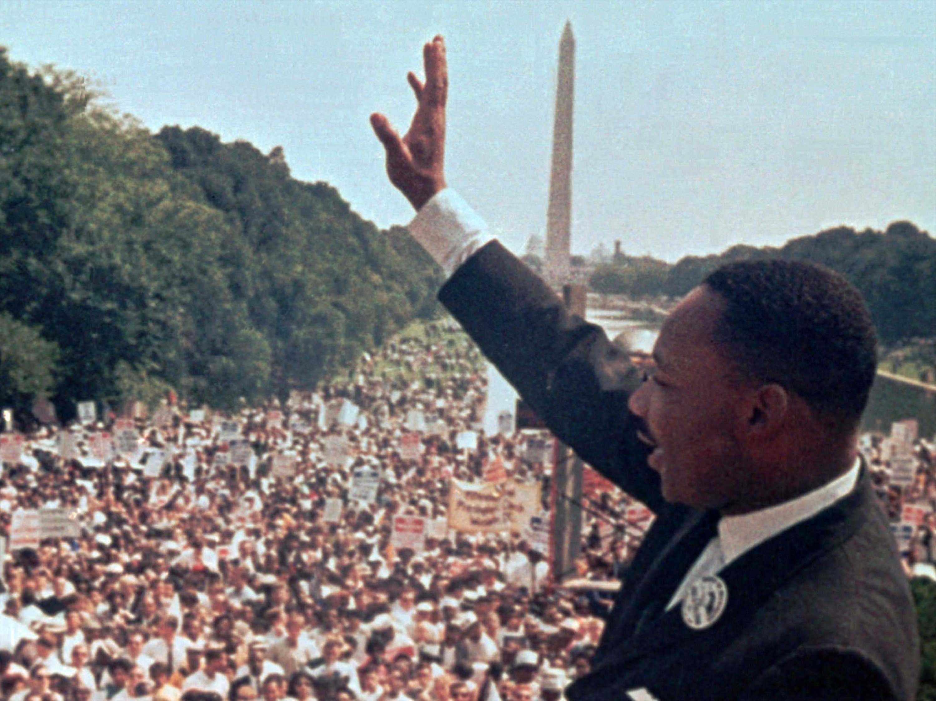 Martin Luther King Jr. in front of the Lincoln Memorial during the "I
