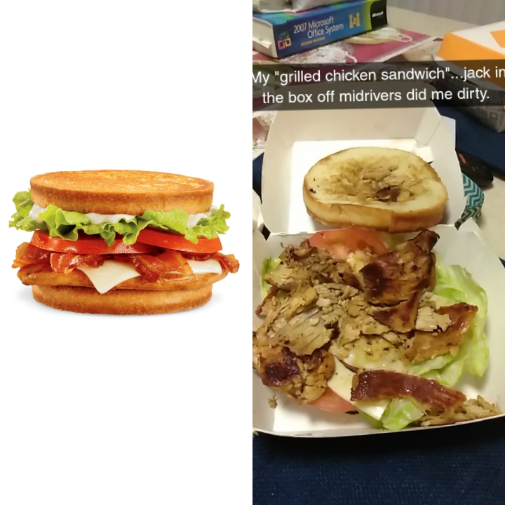 Jack in the box sourdough grilled sandwhich / r/ExpectationVsReality