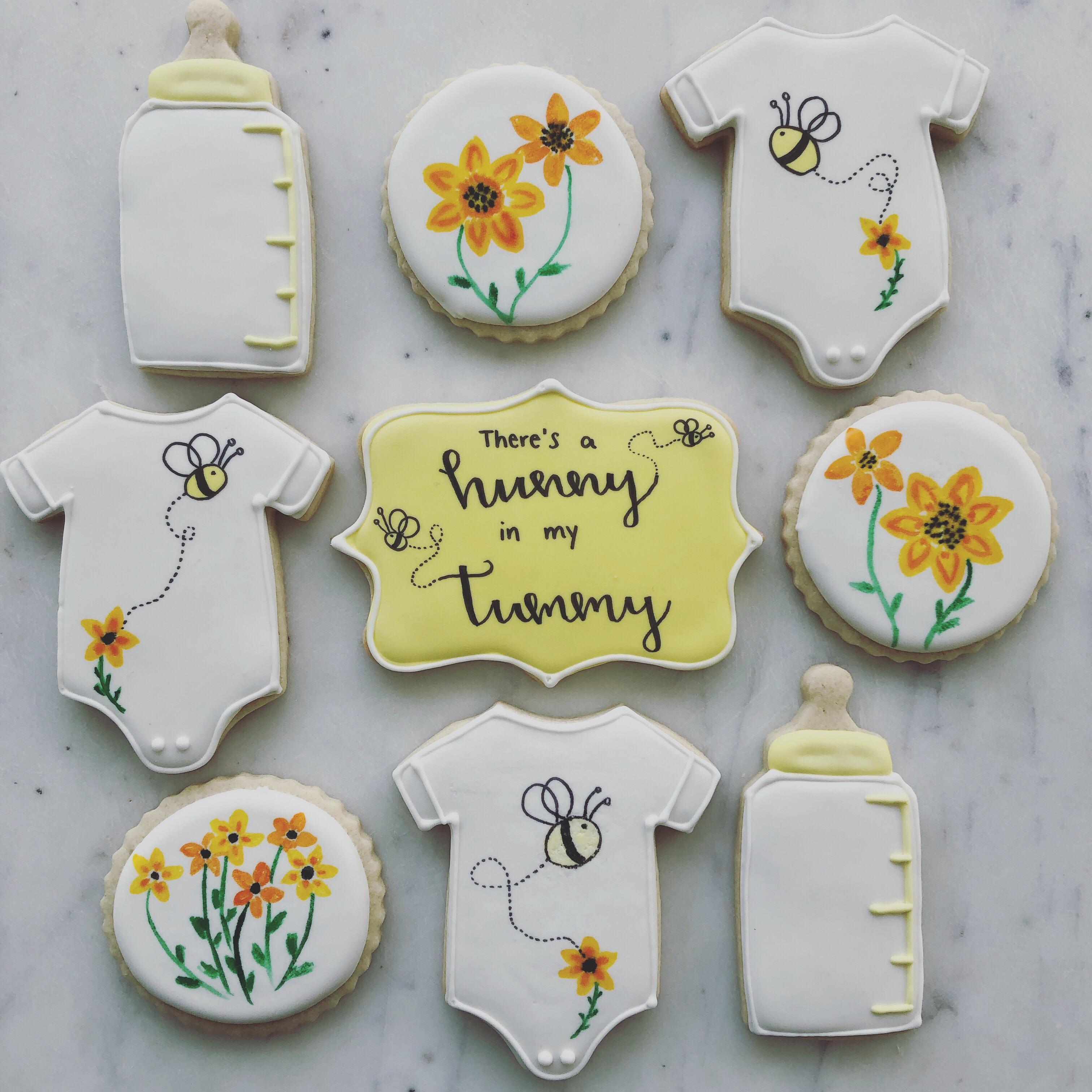 Watercolor decorated baby shower cookies. r/Baking