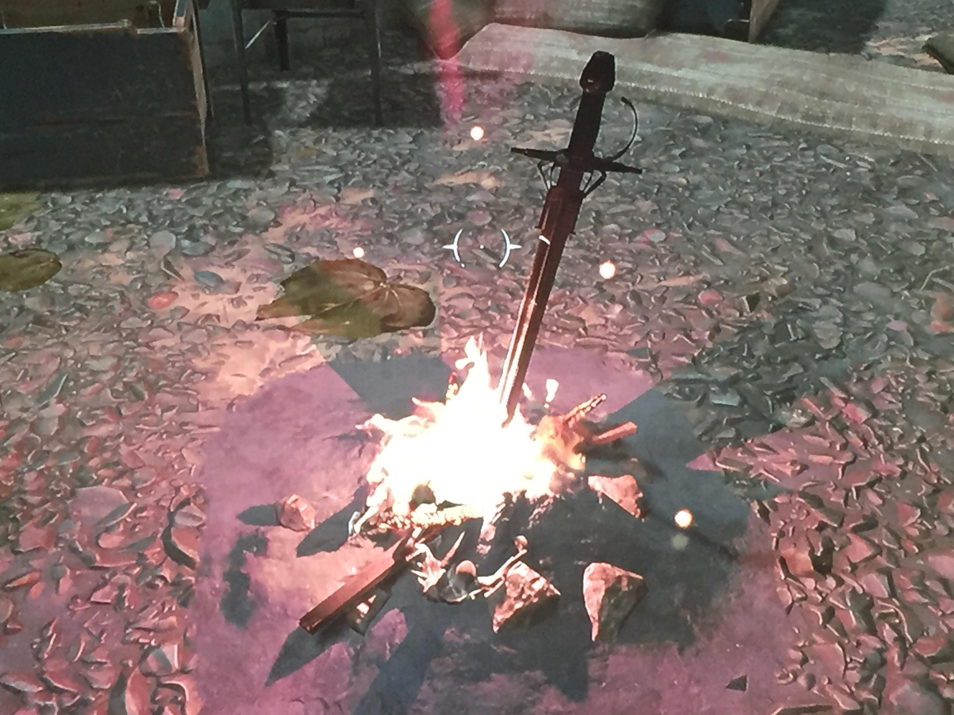 A lovely place for a Dark souls easter egg... (on top of the bank in