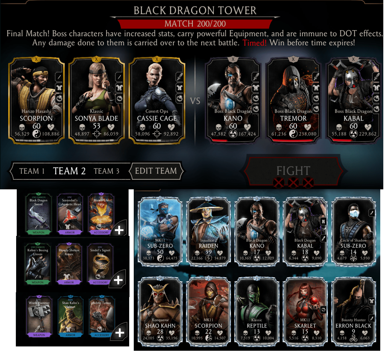 Best gold team to beat BDT fatal + equipment used I dun have good