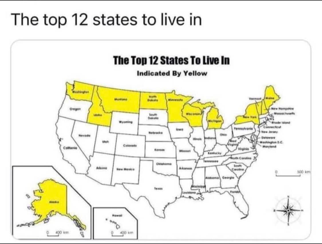 Top 12 states to live in the US MapPorn