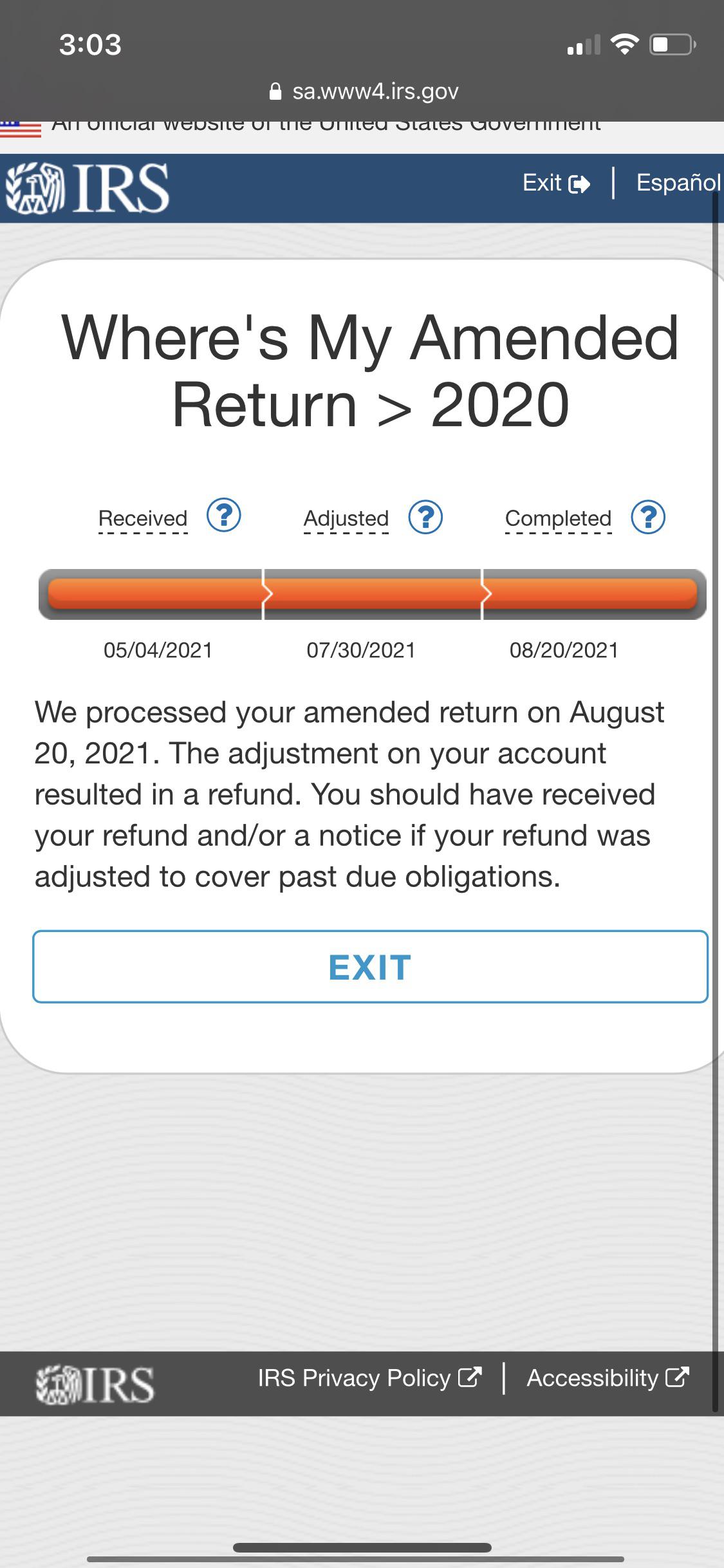 They said my refund should be in within 5 business days from the