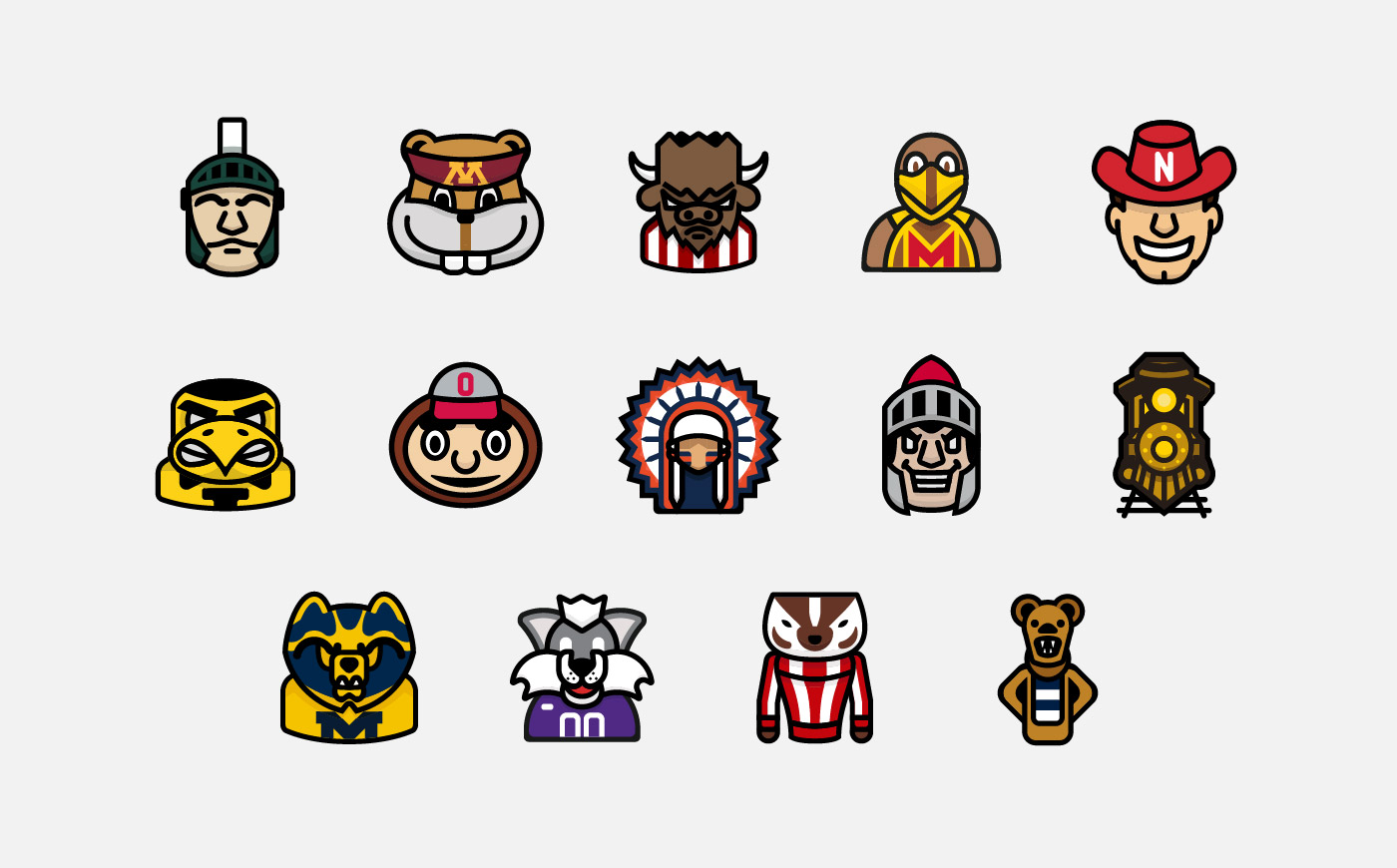 I made icon designs for every Big Ten team mascot r/CollegeBasketball